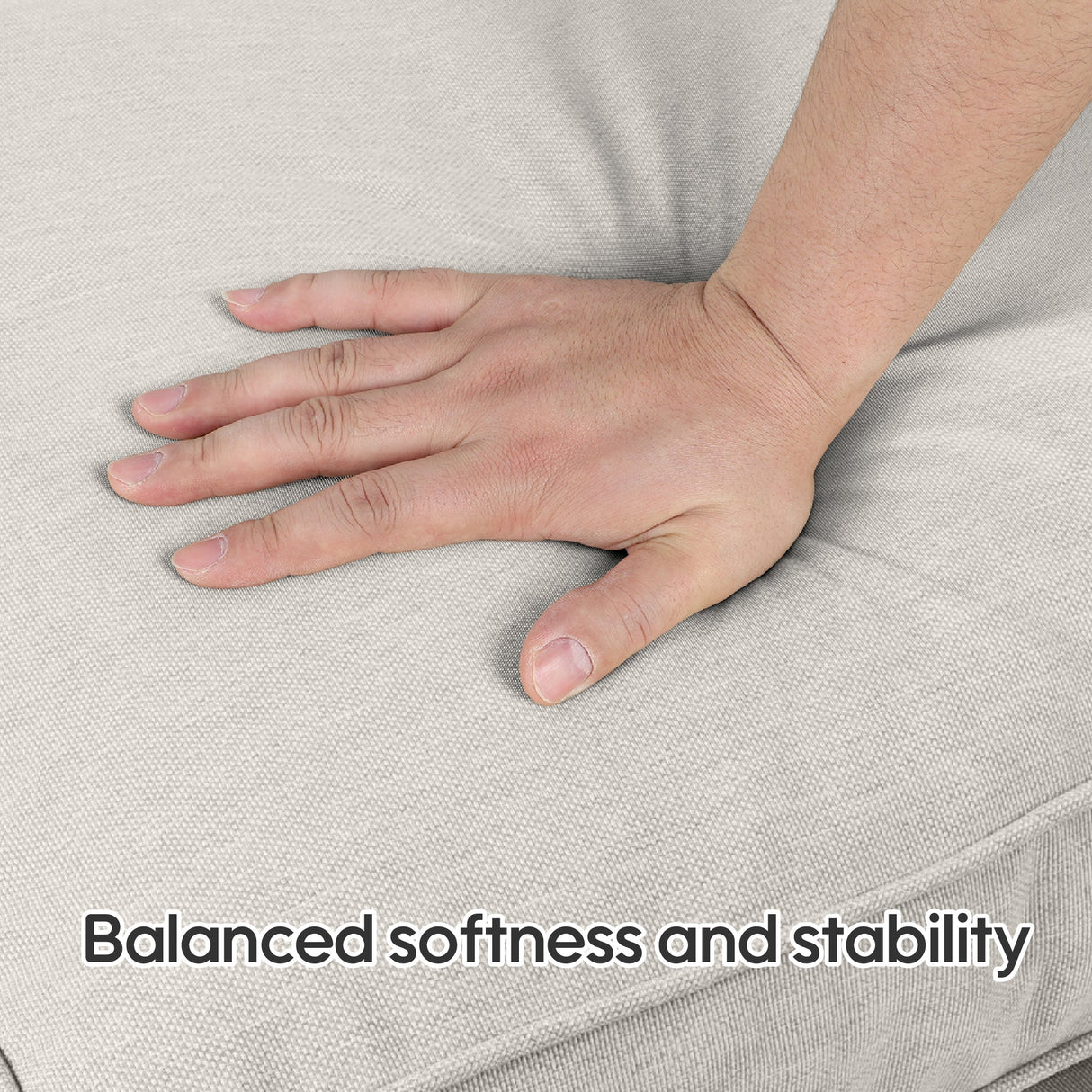 2 PCs Set High Back Patio Chair Cushions, Tufted - Beige