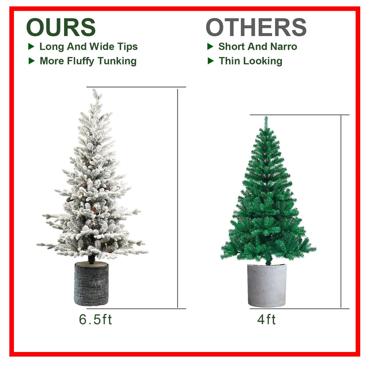 3FT Flocked Christmas Tree with Pot Base