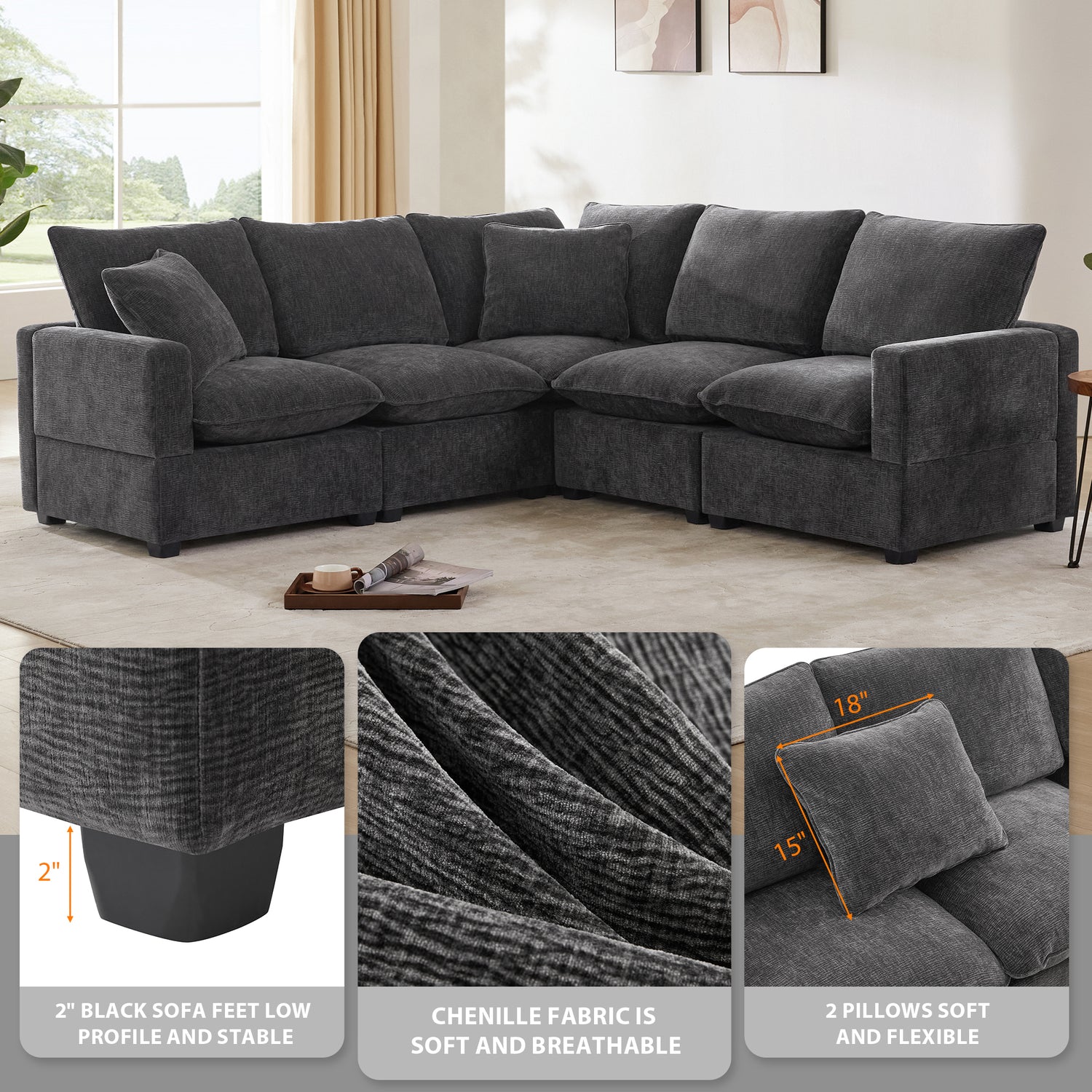 The Katherine Customizable Modular Chenille Sectional
