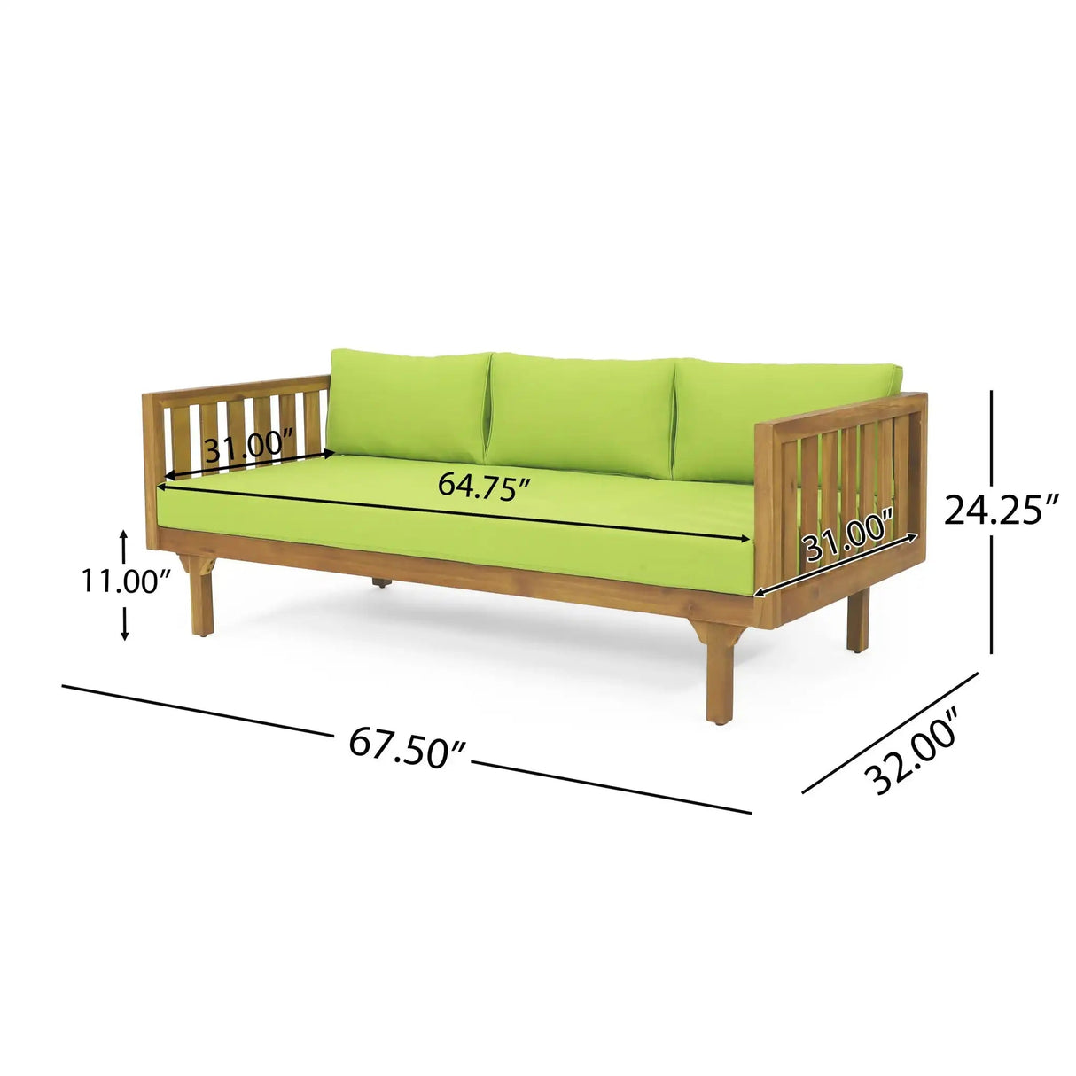 Claremont 3 Seater Daybed Teak Acacia Wood Water Resistant Cushions