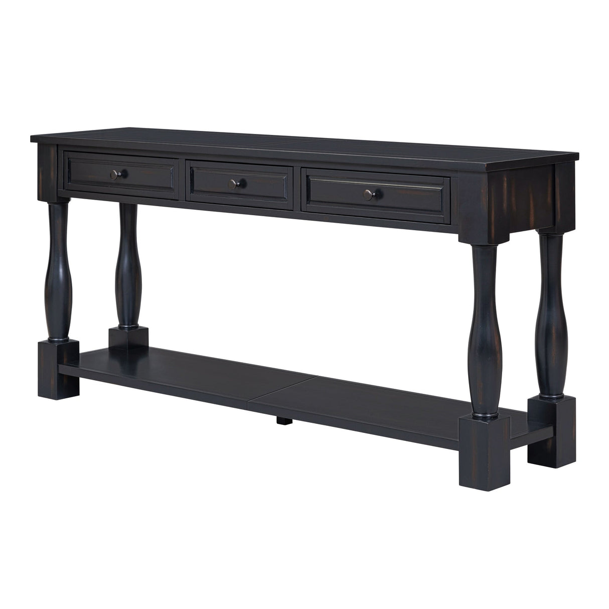 TREXM 63" Long Console Table with Drawers and Shelf