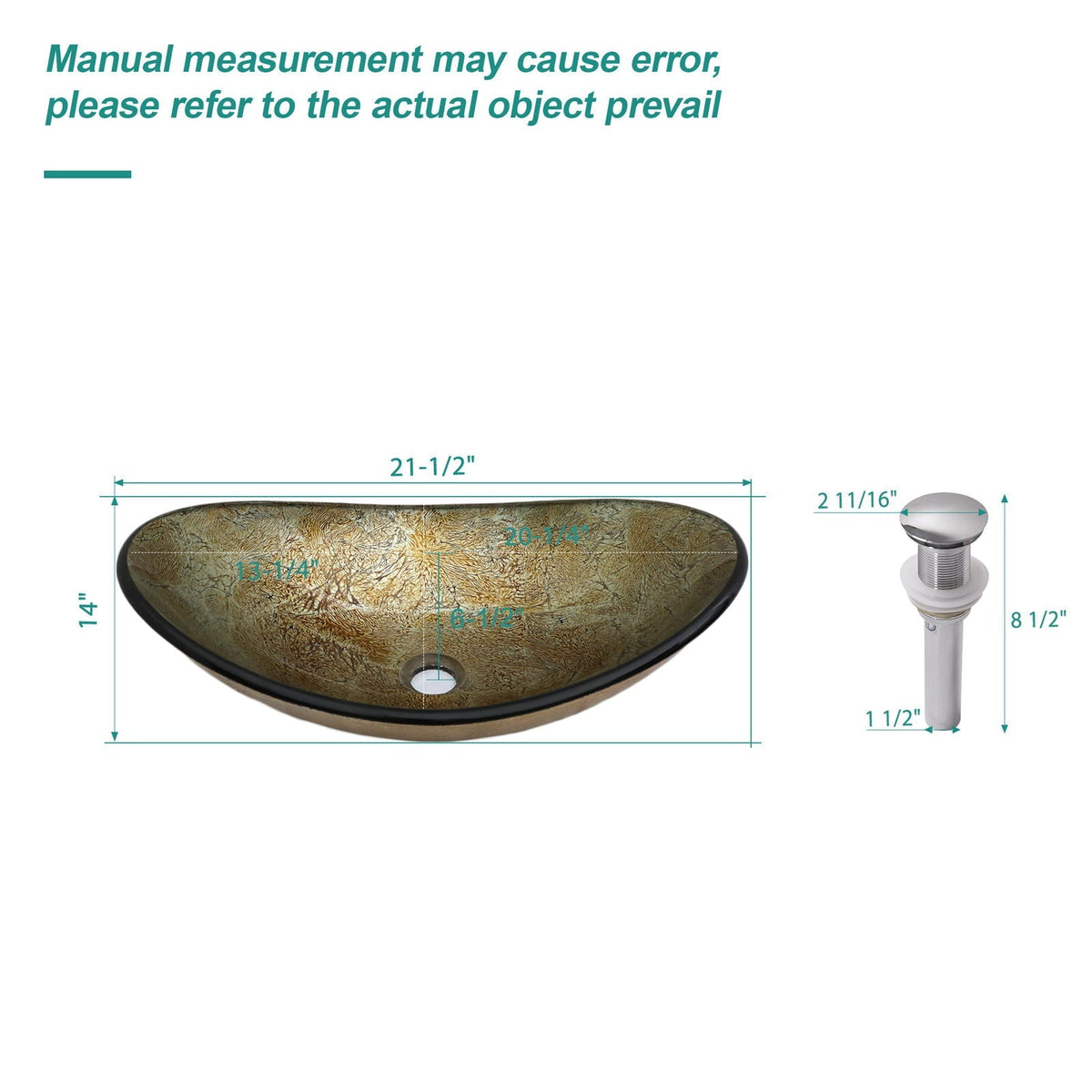 Tempered Glass Vessel Sink With Boat Shape Pop-Up Drain