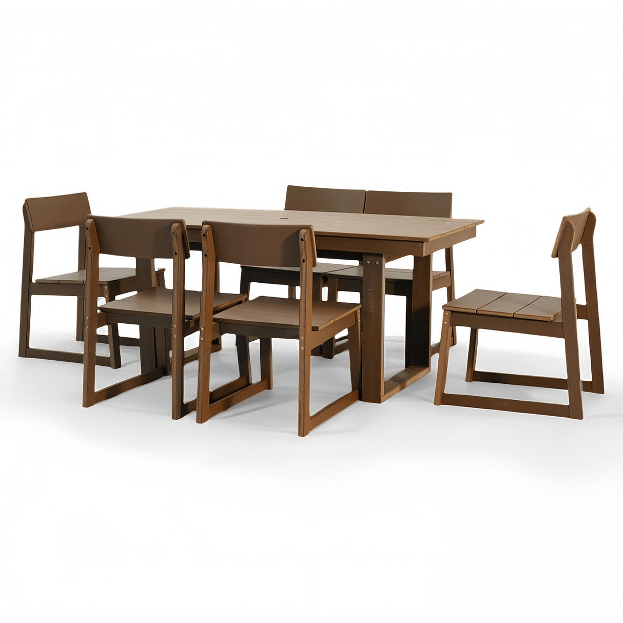 7-Piece Outdoor Dining Set with HDPE Patio Table & 6 Armless Chairs