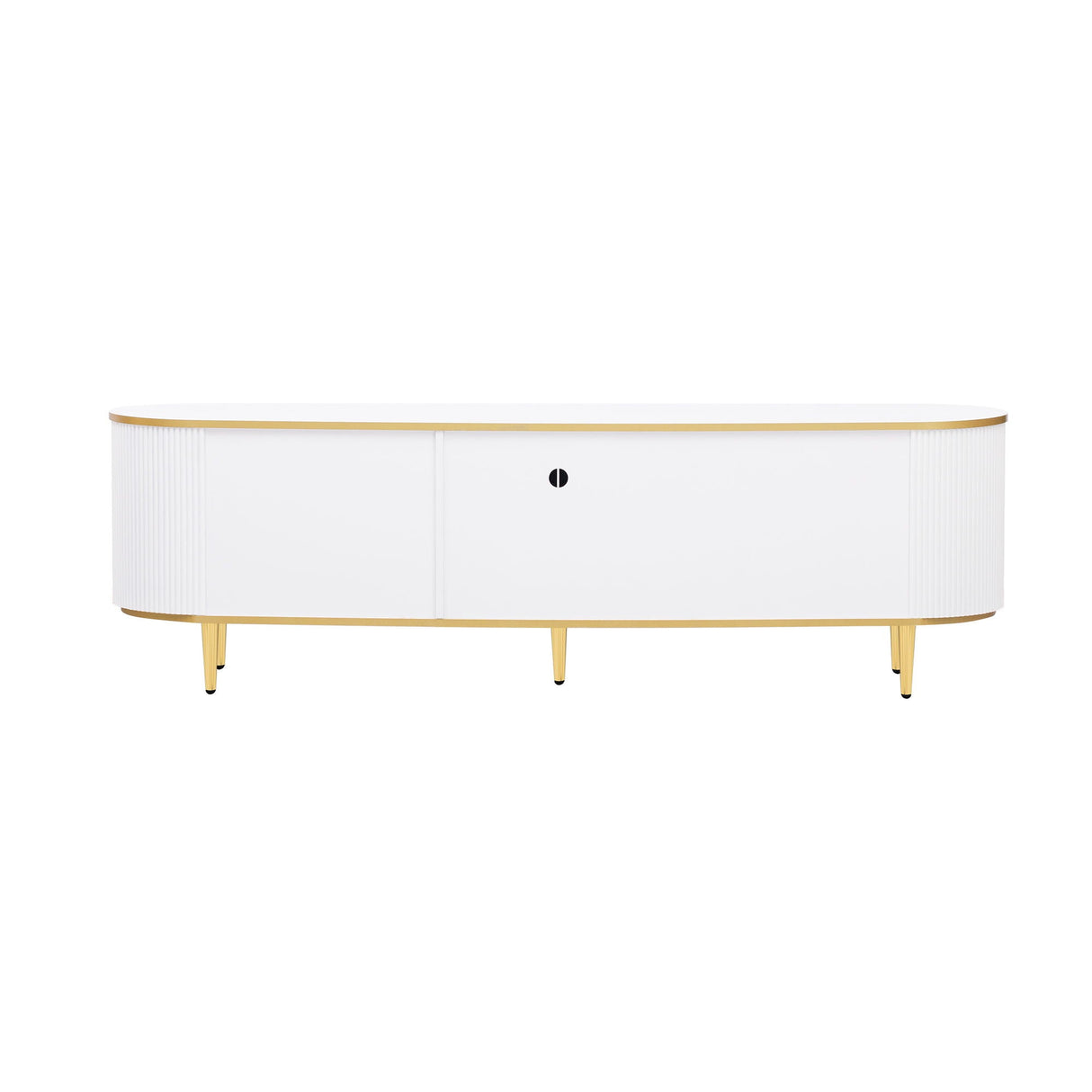 Modern TV Stand For TVs Up To 80", Entertainment Center With 4 Drawers And 1 Cabinet, Wood TV Console Table With And Handles For Living Room - White