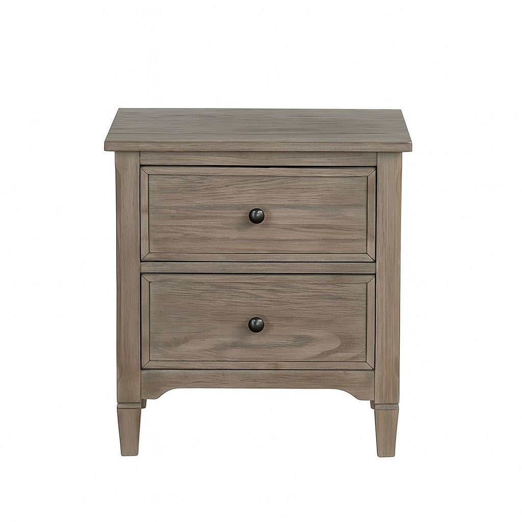 2-Drawer Nightstand with Round Bronze Pull Knobs