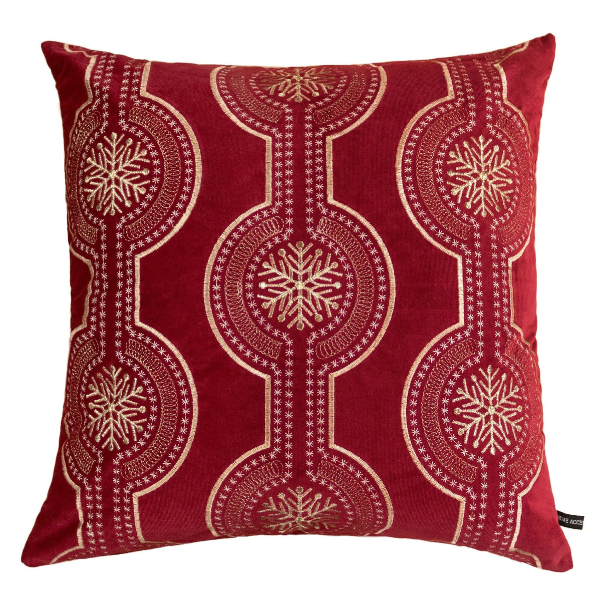 Red Holiday Embroidered Velvet Throw Pillow with Insert 20x20 Set of 2
