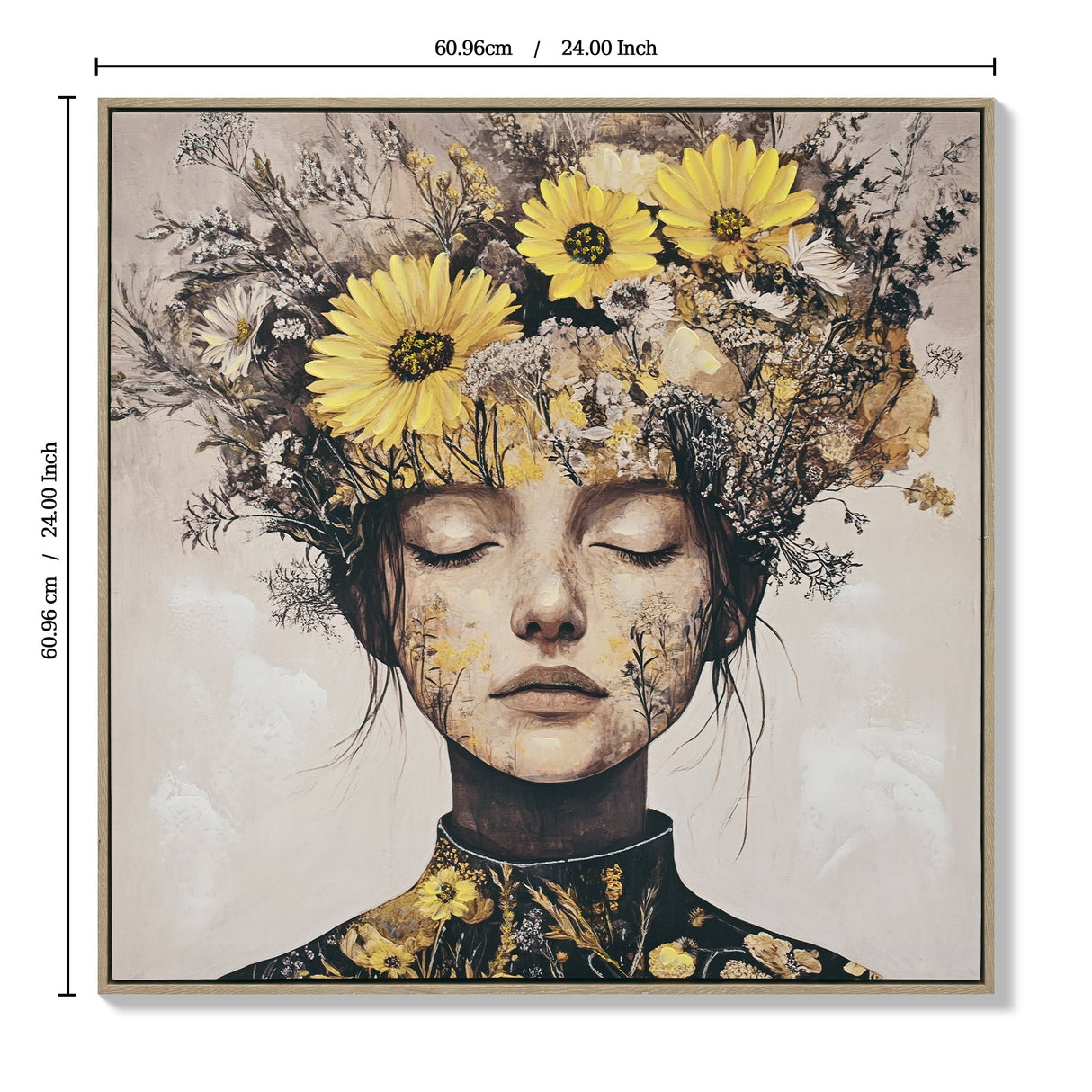 Beauty Posters Beauty lady Wall Art Gold and White Floral Canvas Artwork for Living Room Modern Photo Prints for Home 24x24 Inch Bedroom Pictures Wall Decor