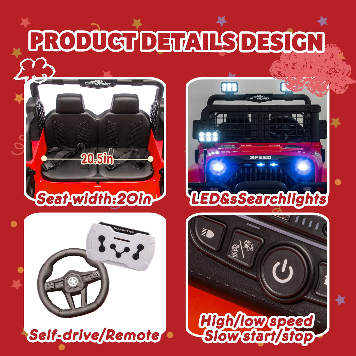 24V Two-Seater Kids Ride-On Electric Truck with Parental Control