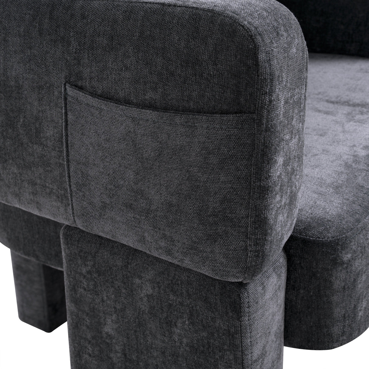 Modern 3-Leg Chenille Accent Chair with Ergonomic Arms & Removable PillowGray
