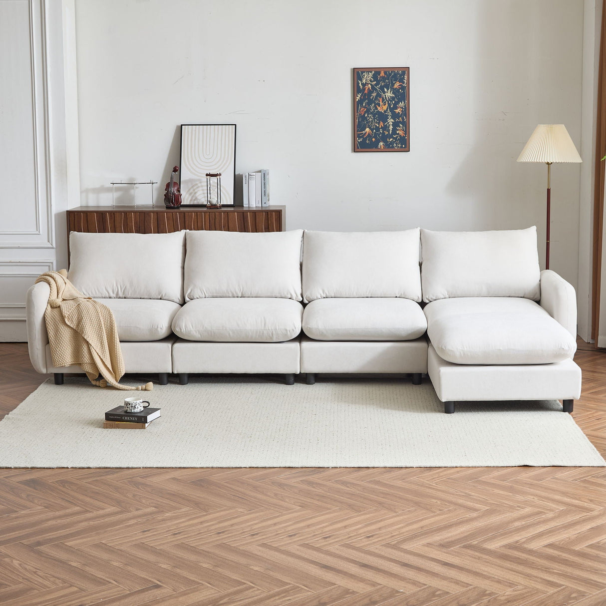 Oversize Modular Free Combination Sectional Sofa Couch With Ottoman For Living Room