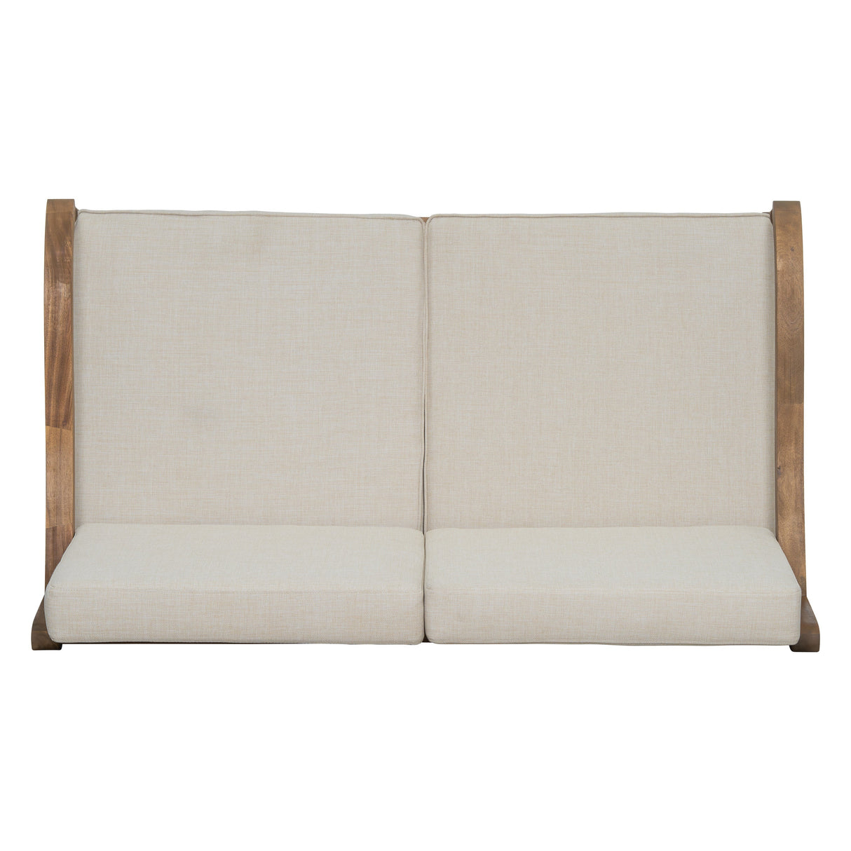 Outdoor Acacia Wood Loveseat with Cushions, Natural Finish with Beige Fabric