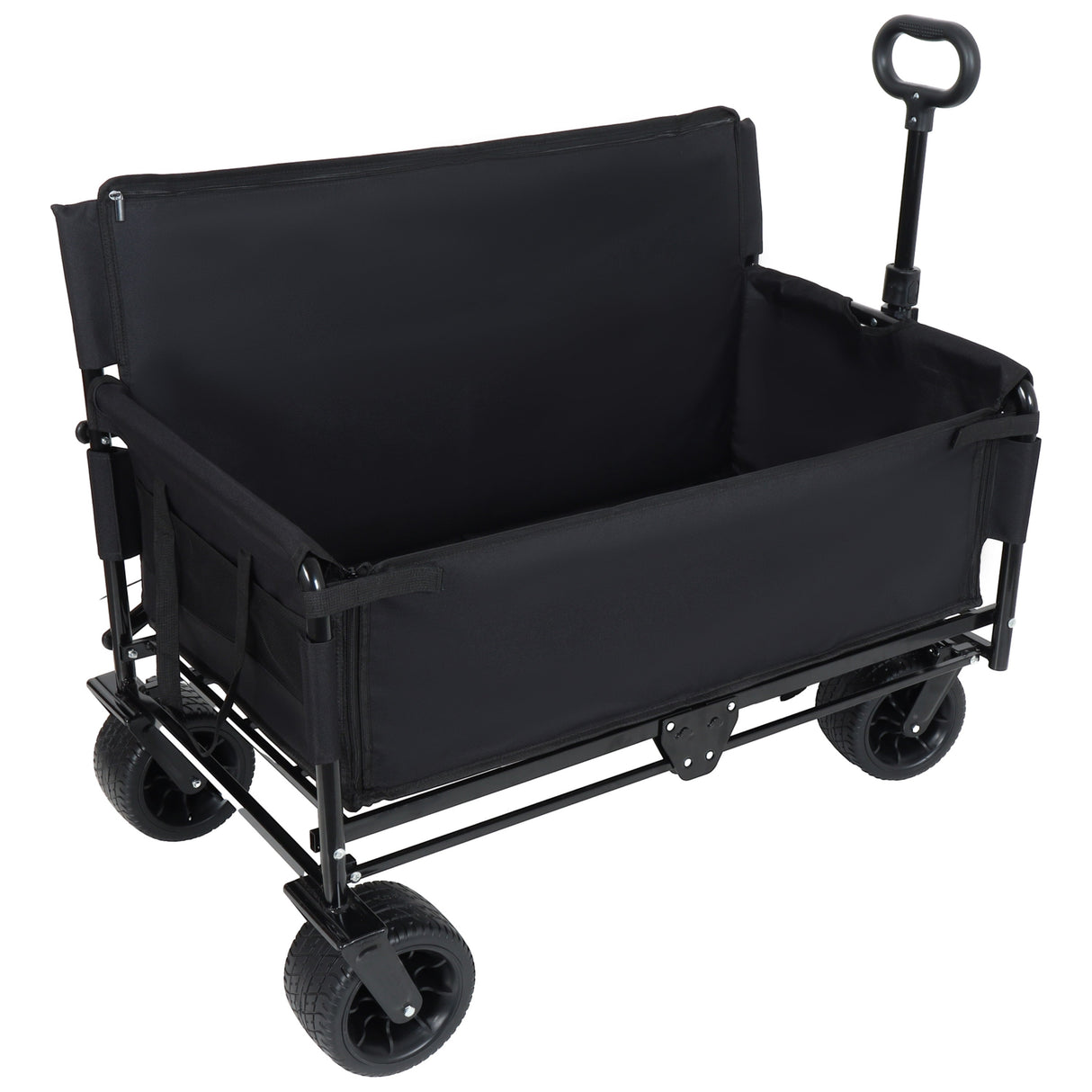 3-in-1 Convertible Folding Wagon Cart with Bench Seat & Storage
