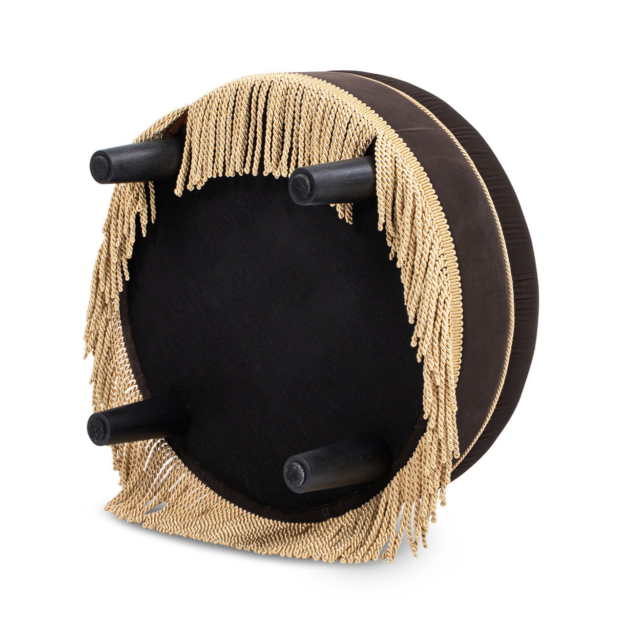 Yolanda 24" Round Upholstered Accent Ottoman Deep Brown Performance Velvet