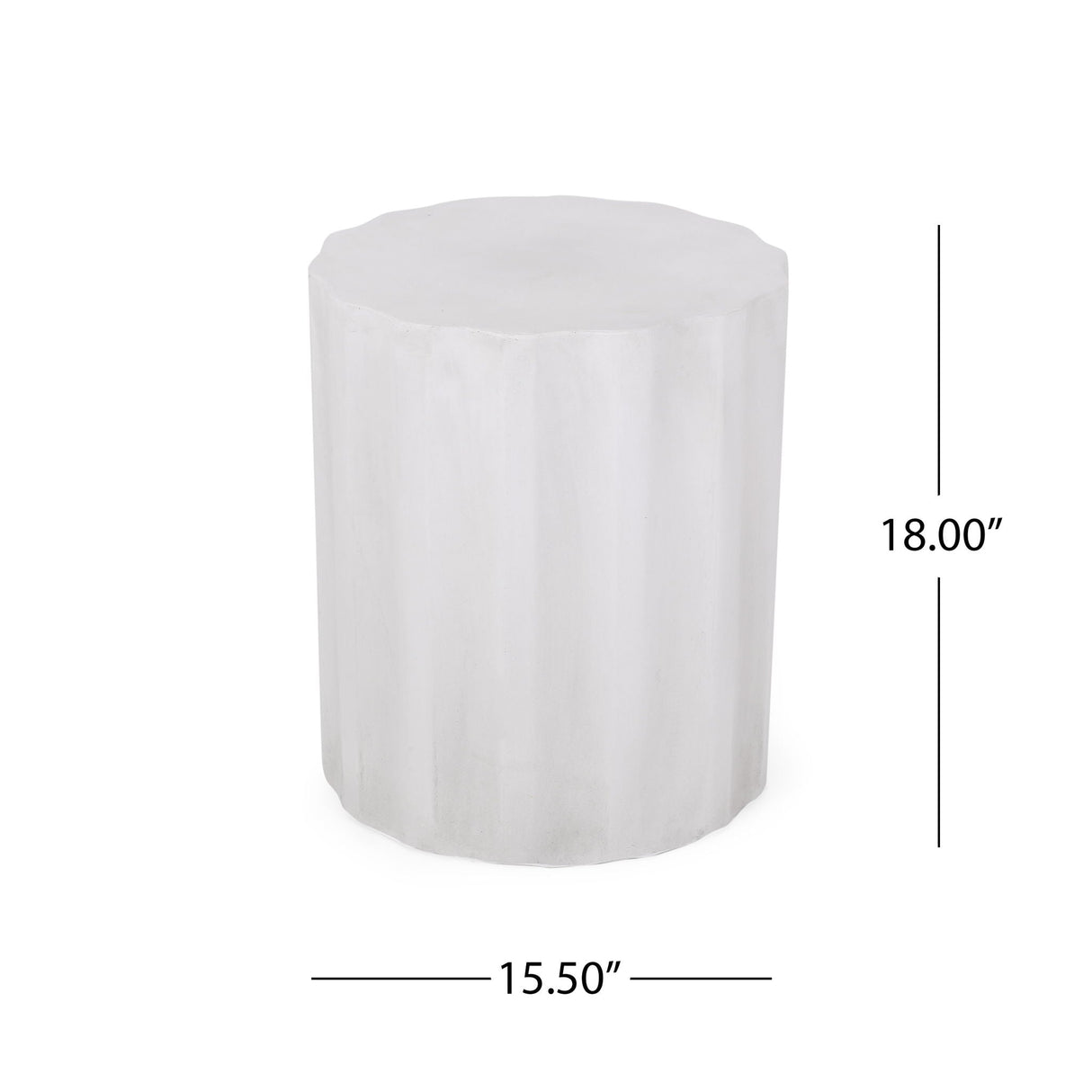 Outdoor End Table With Soft Wave Edge - Antique White