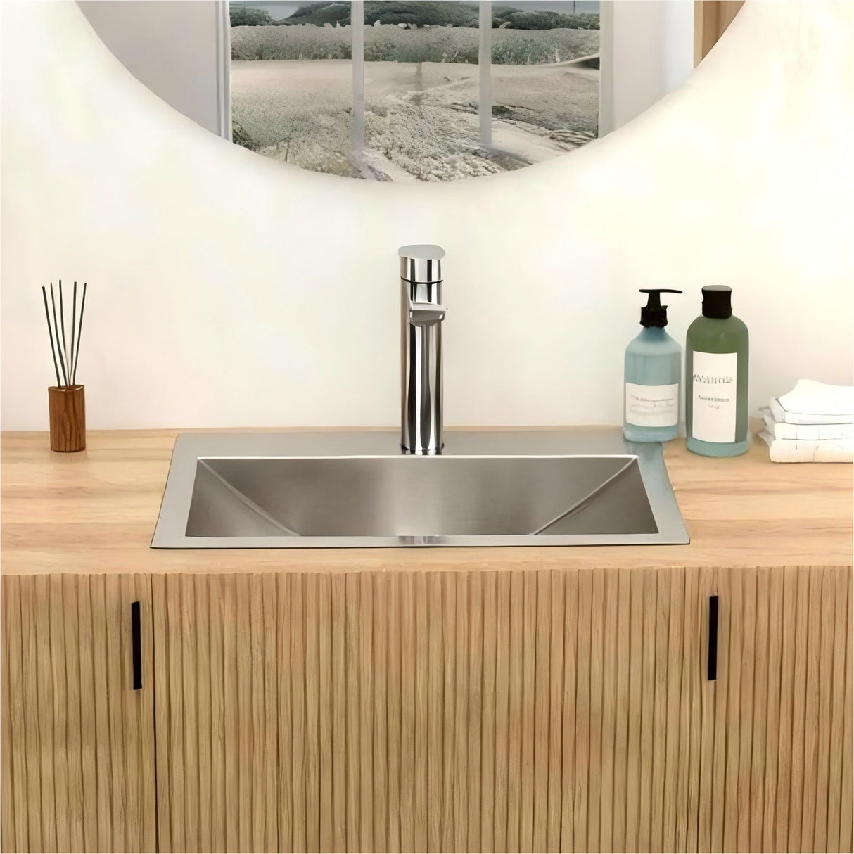 21 x 17" Drop In Bathroom Sink with Pop Up Drain