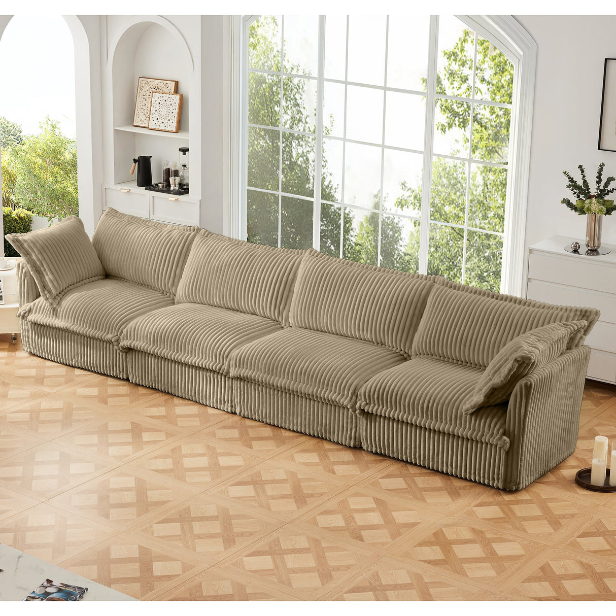 Slipcovered Long Sofa - 4 Seater Couch