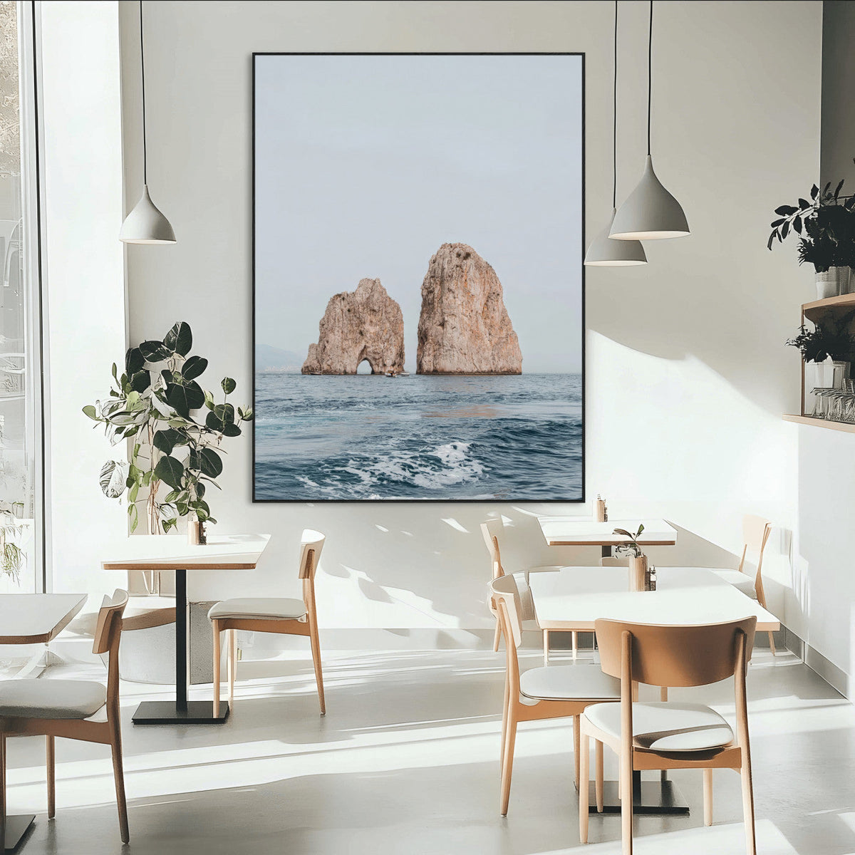 Faraglioni Capri Wall Art Canvas Print – Framed Serene Ocean