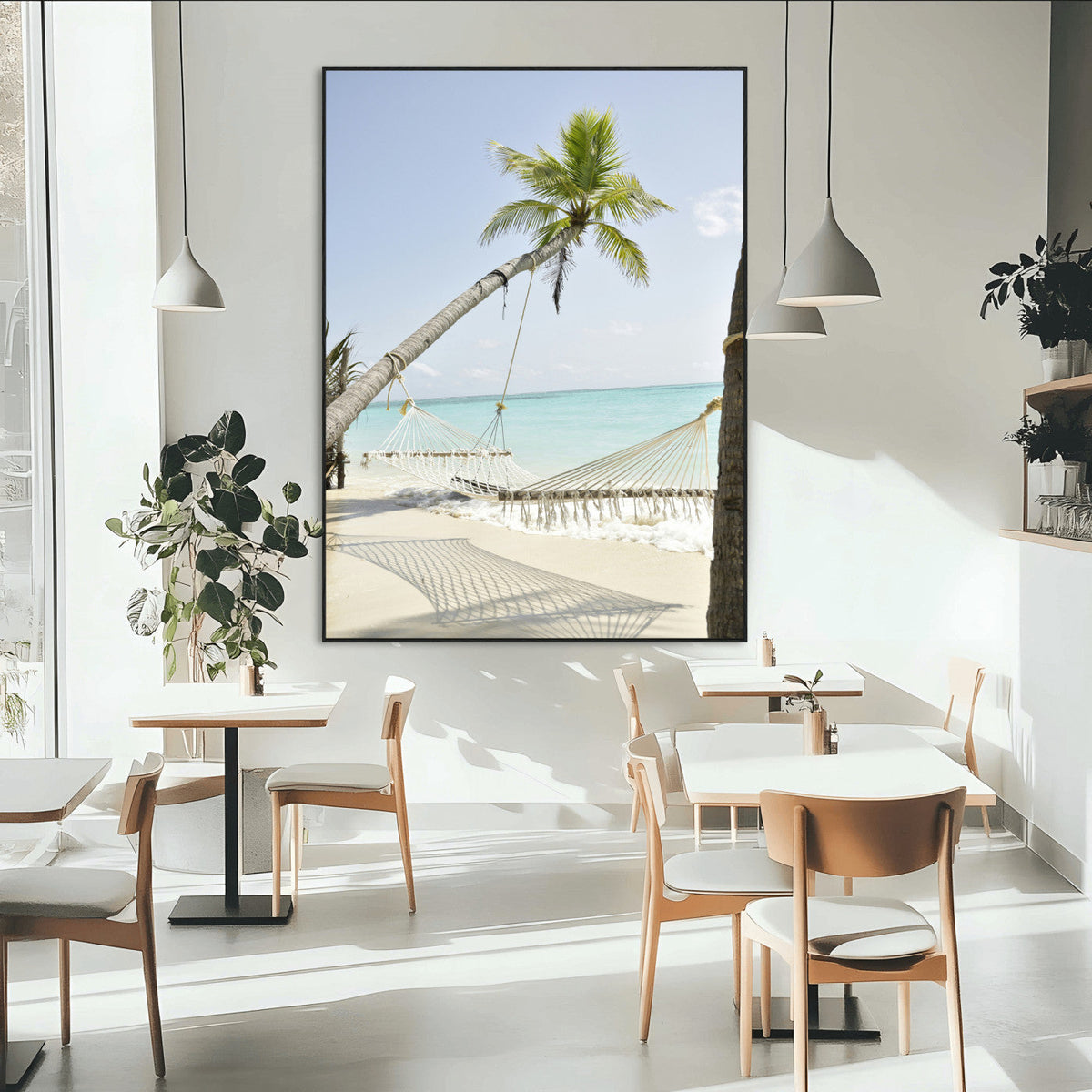 Beach Hammock Wall Art Canvas Print – Framed Tropical