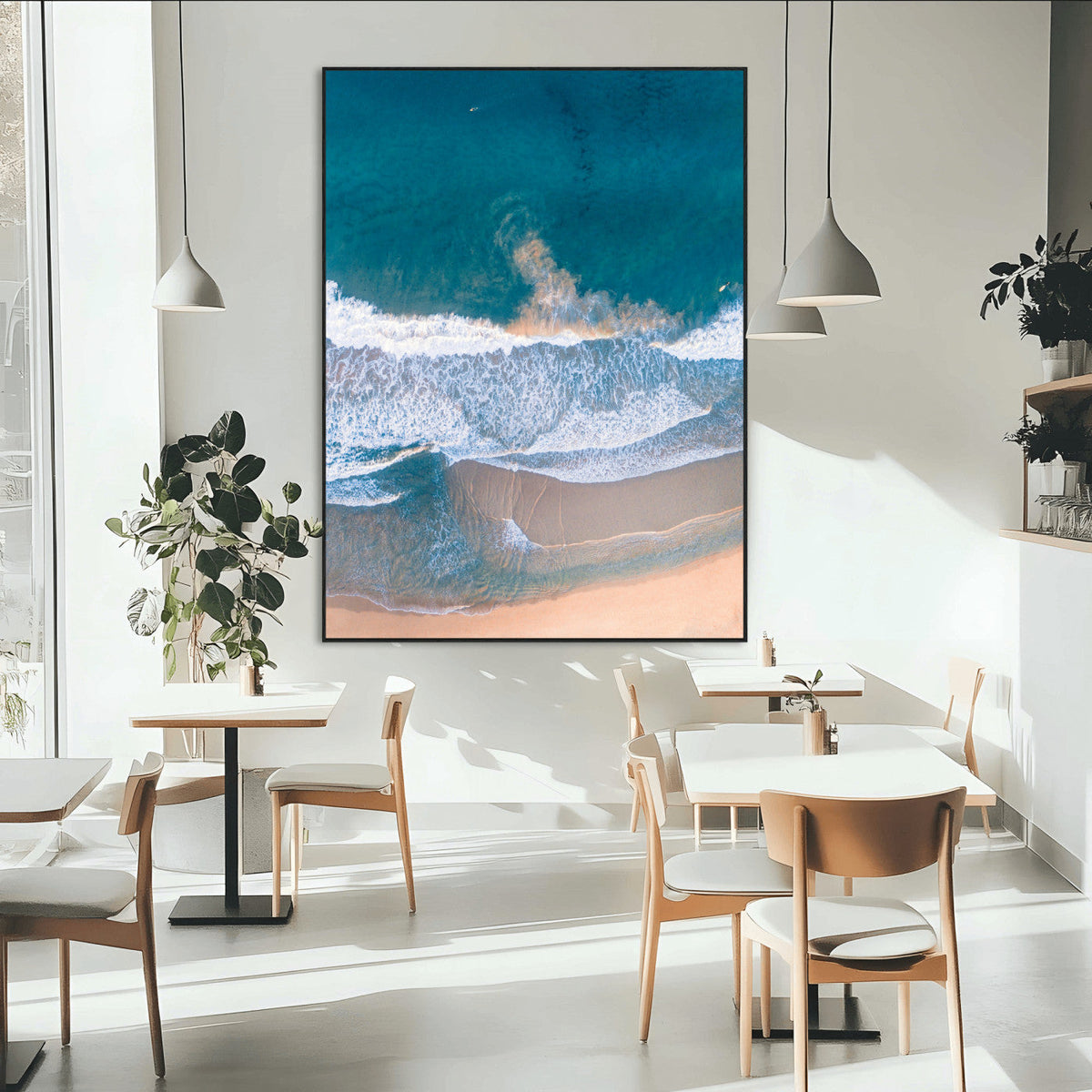 Aerial Beach View Wall Art Canvas Print – Framed Ocean Waves