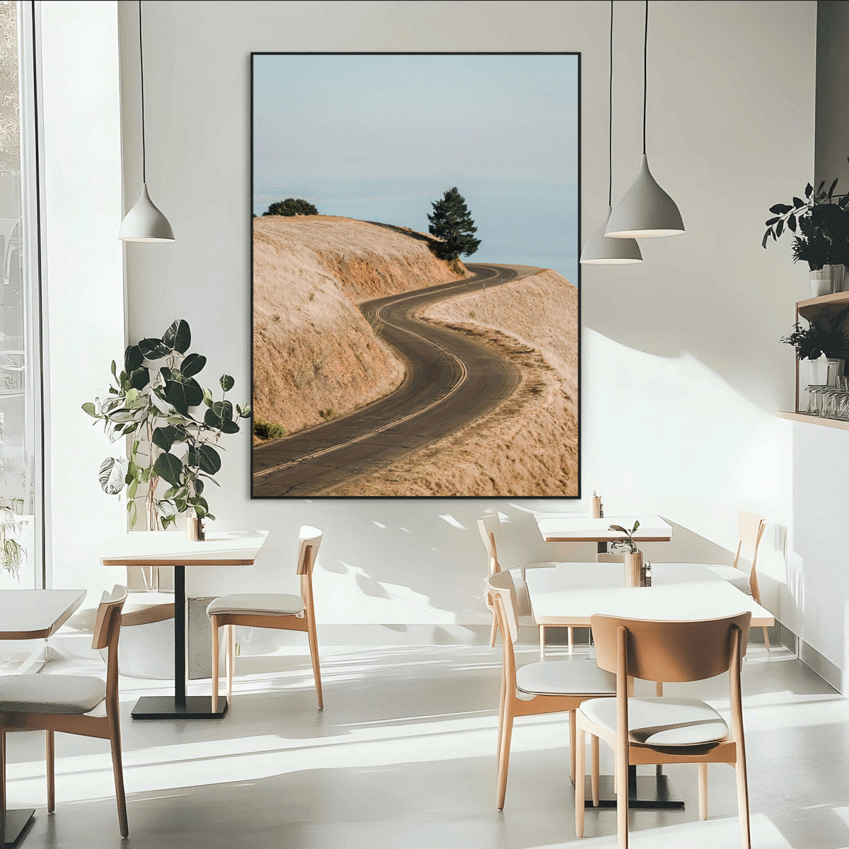 Winding Road Wall Art – Framed Scenic Landscape Canvas