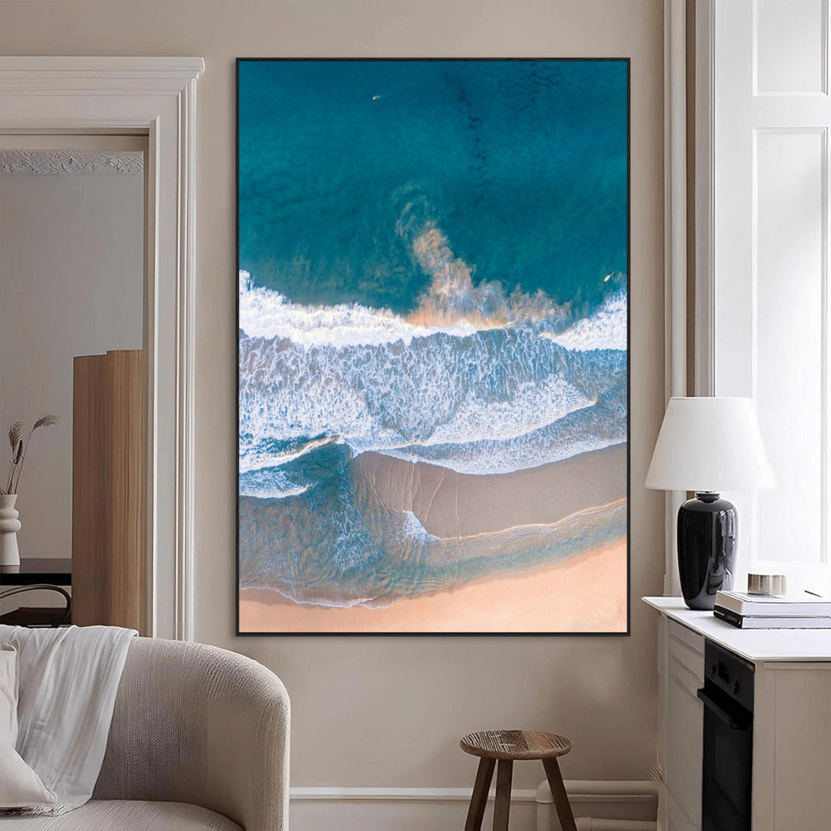 Aerial Beach View Wall Art Canvas Print – Framed Ocean Waves
