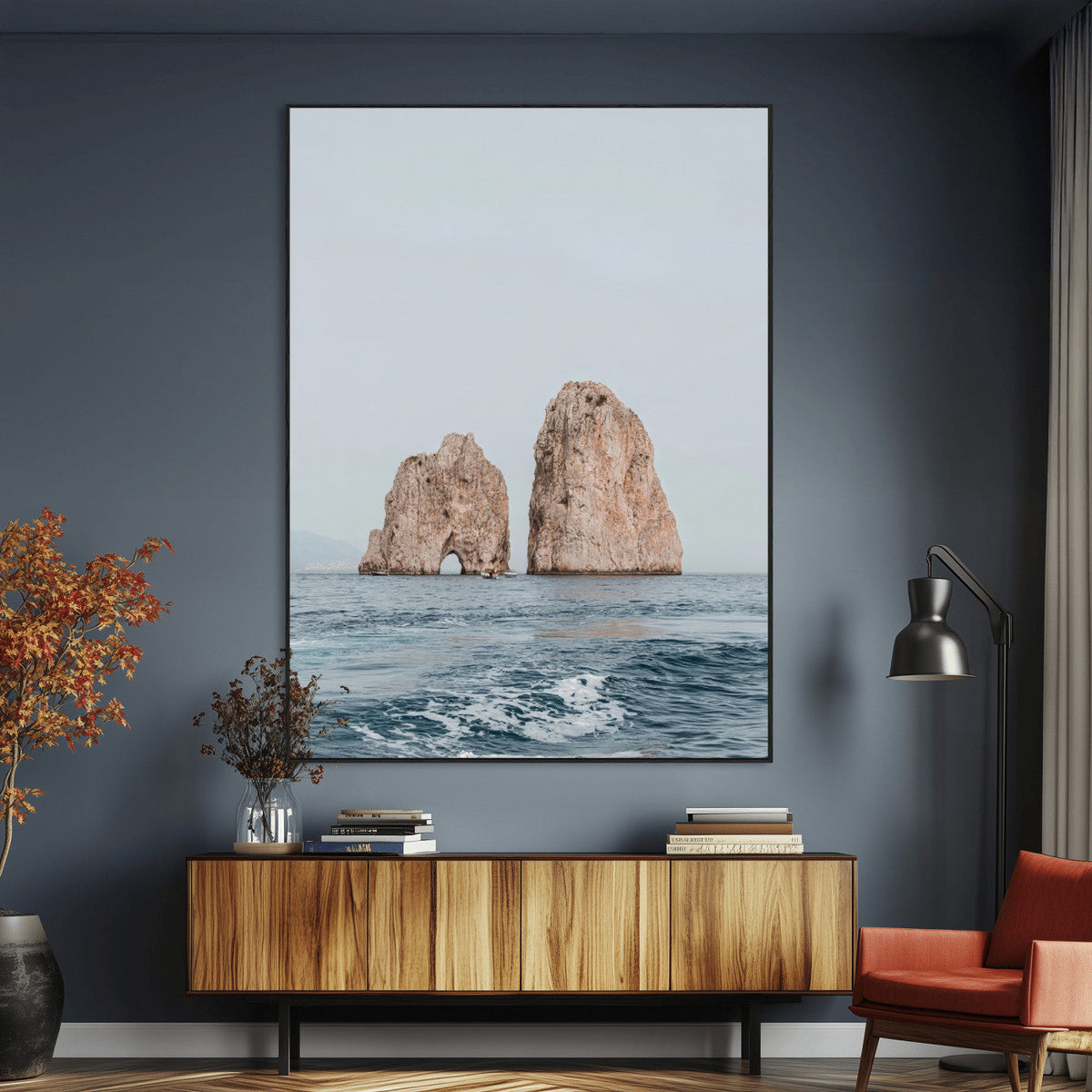 Faraglioni Capri Wall Art Canvas Print – Framed Serene Ocean