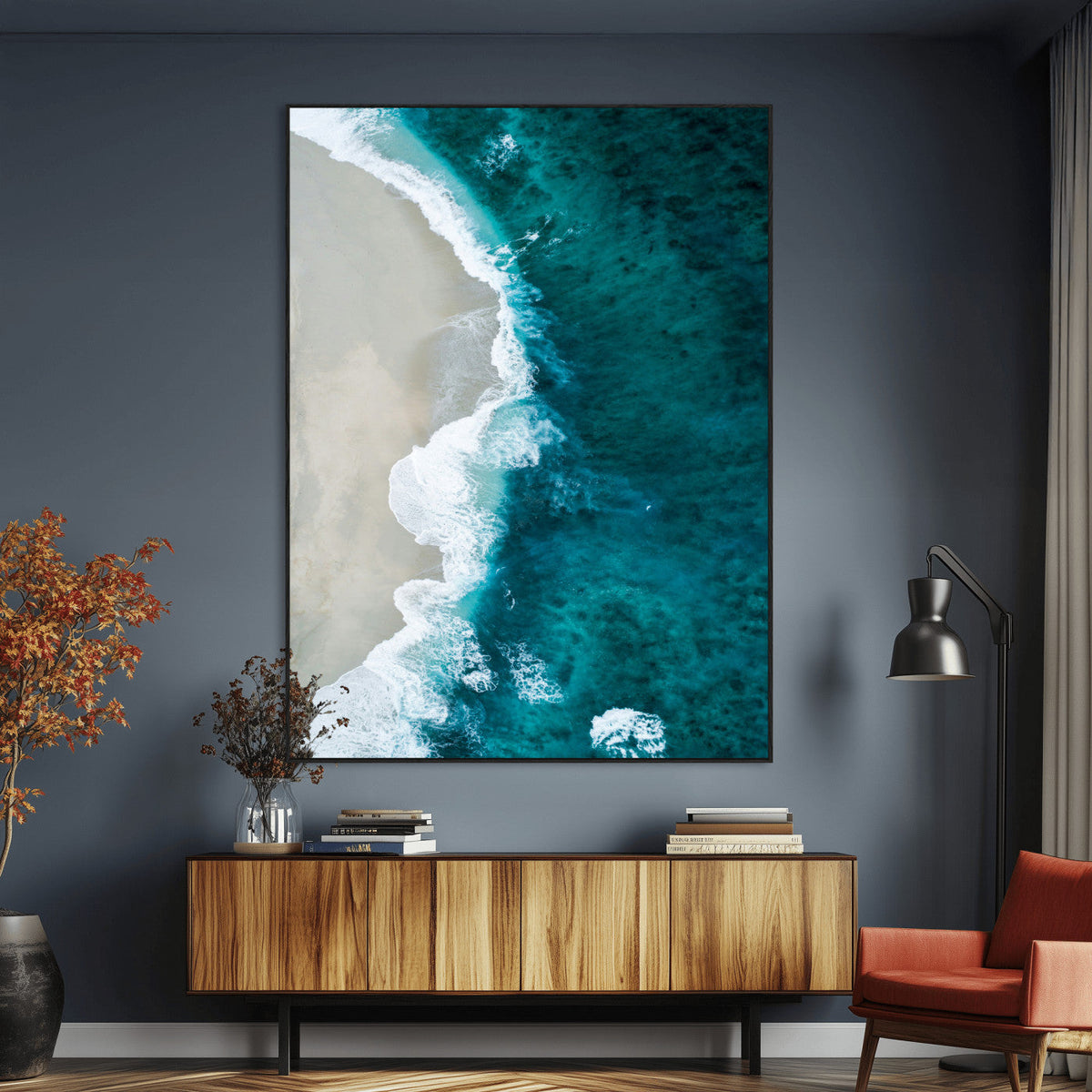 Aerial Ocean View Wall Art Canvas Print – Framed Coastal