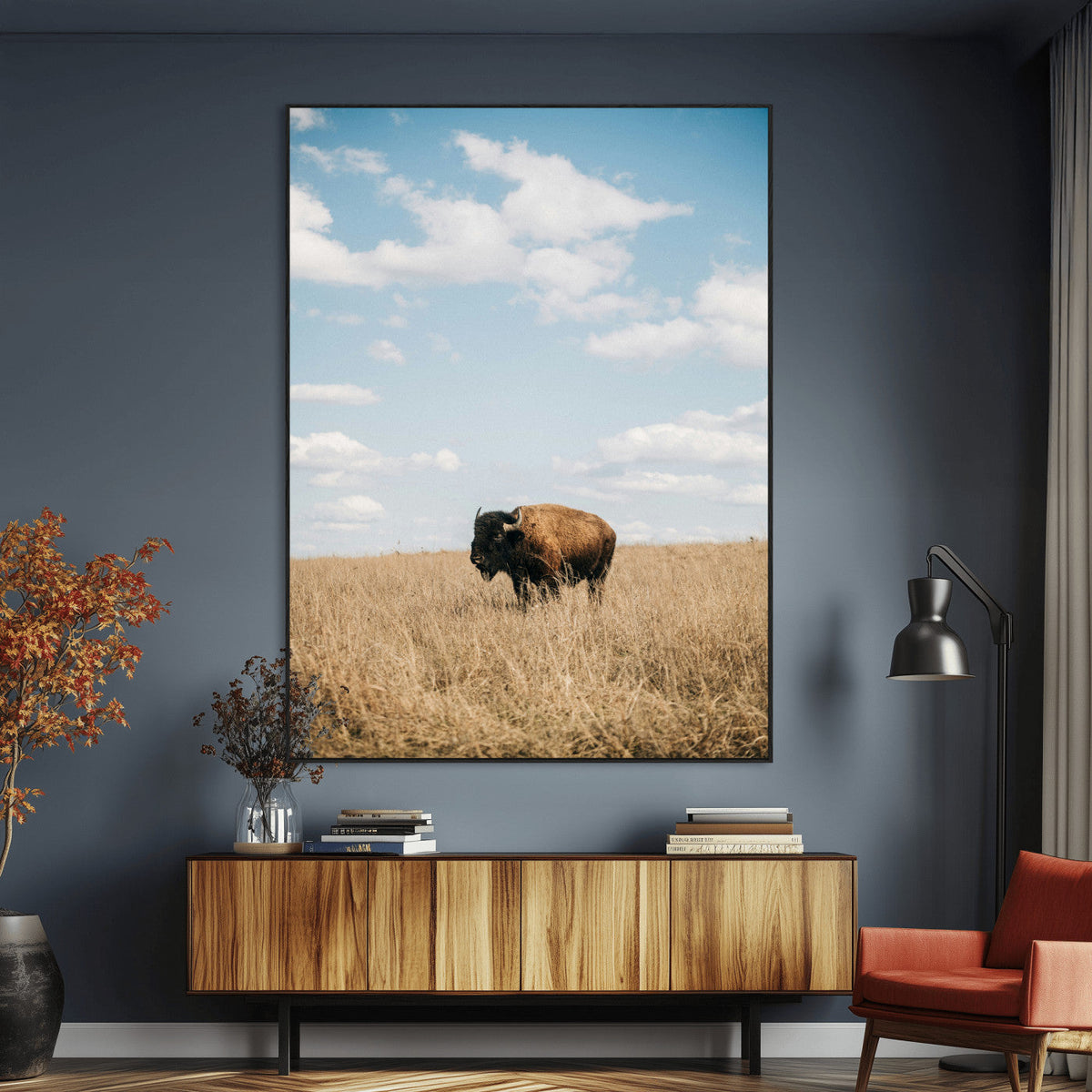 Bison Photography Wall Art Canvas Print – Framed Western