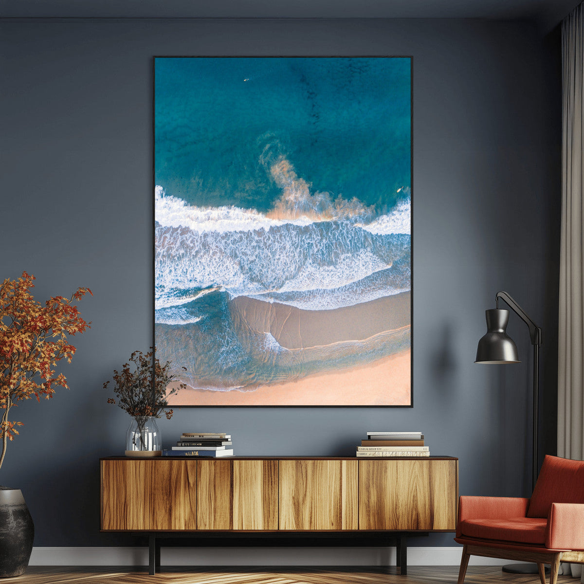 Aerial Beach View Wall Art Canvas Print – Framed Ocean Waves