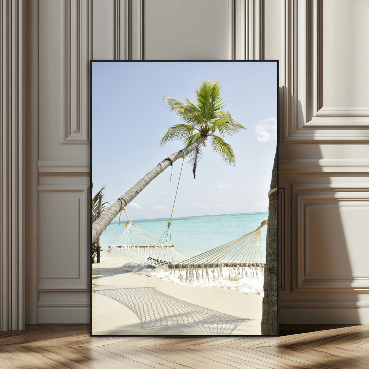 Beach Hammock Wall Art Canvas Print – Framed Tropical