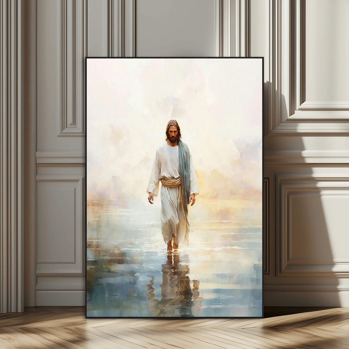 Jesus Walking on Water Wall Art Canvas Print, Christian Wall