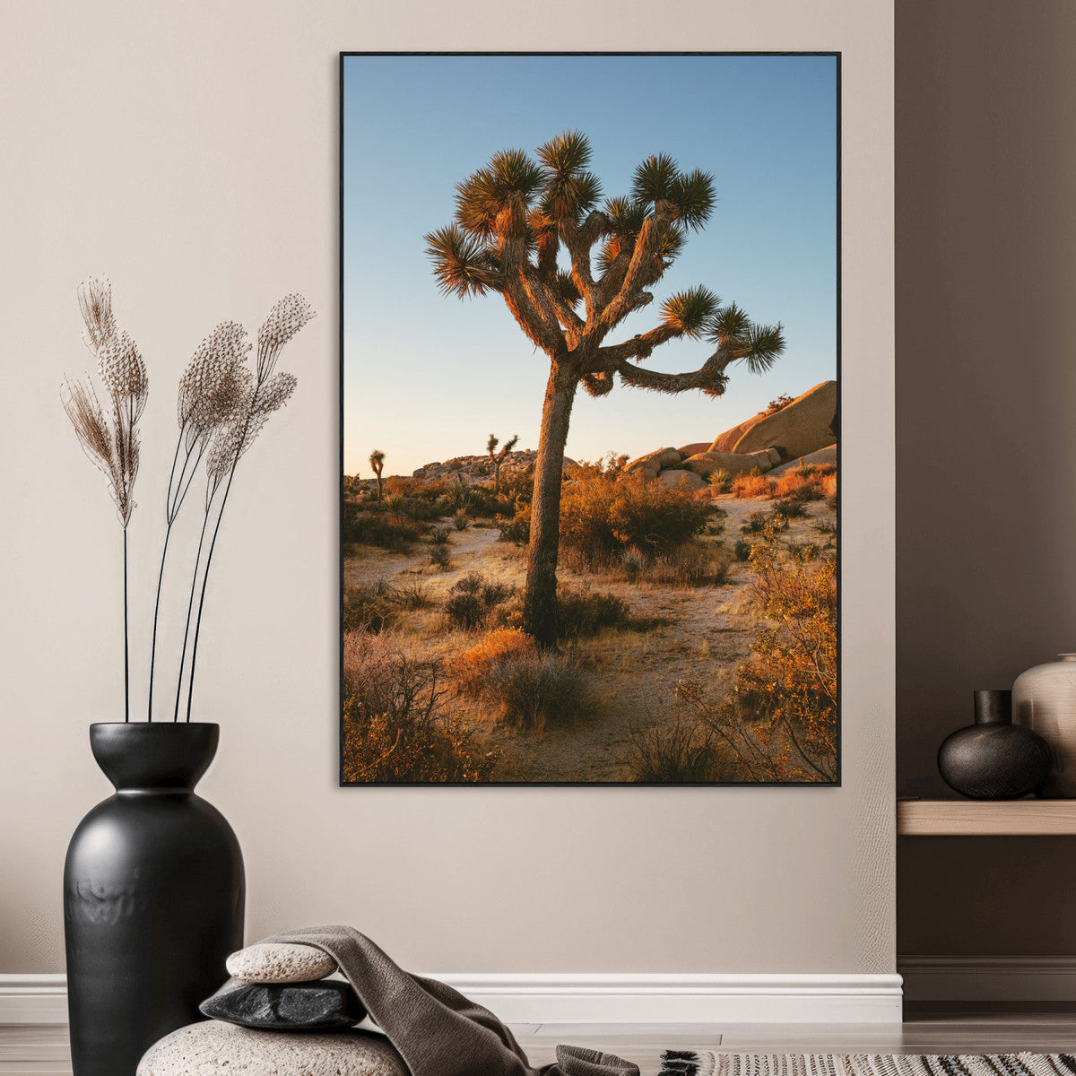 Joshua Tree Wall Art Canvas Print – Framed Desert Sunset