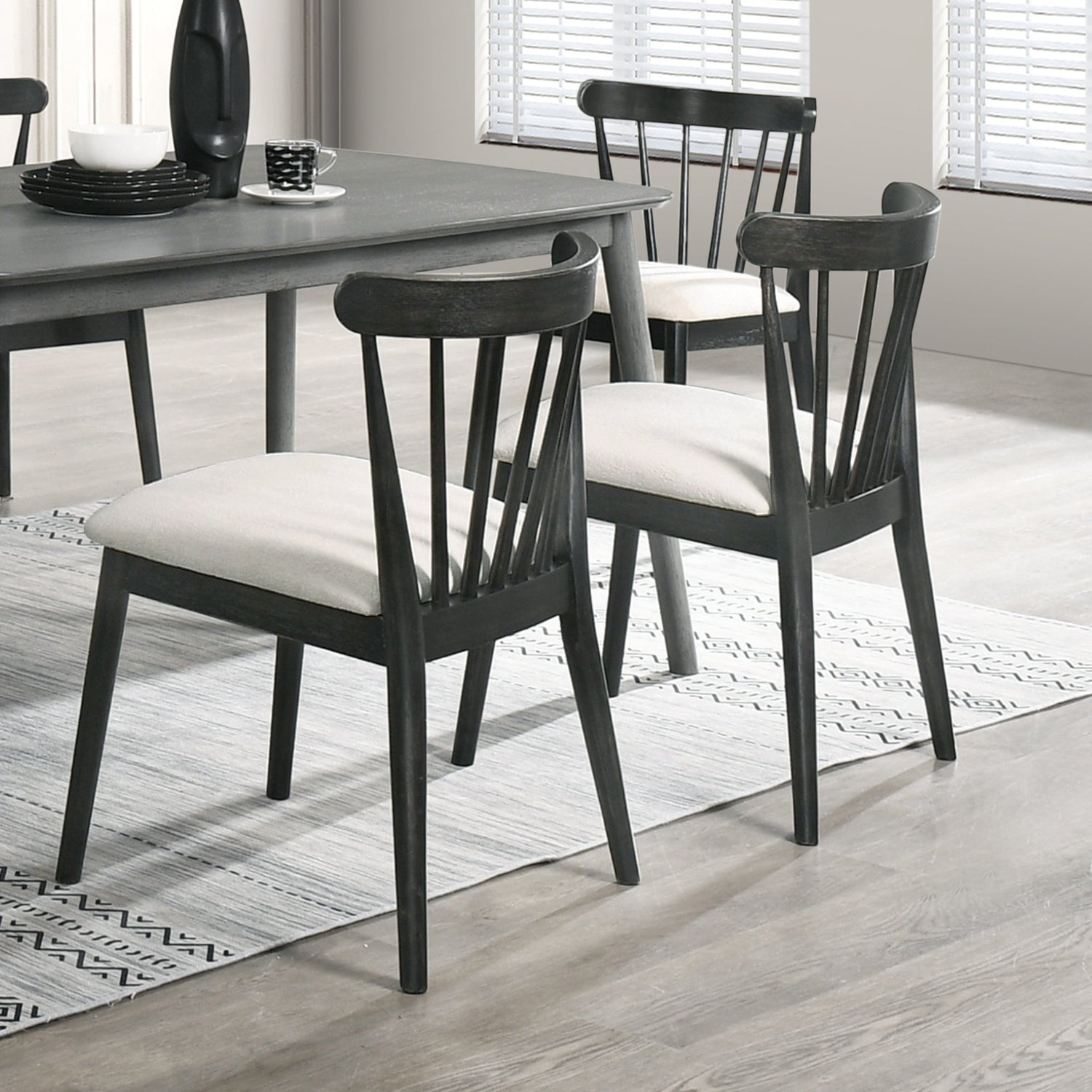 Modern Spindle Back Dining Chairs, Set of 2