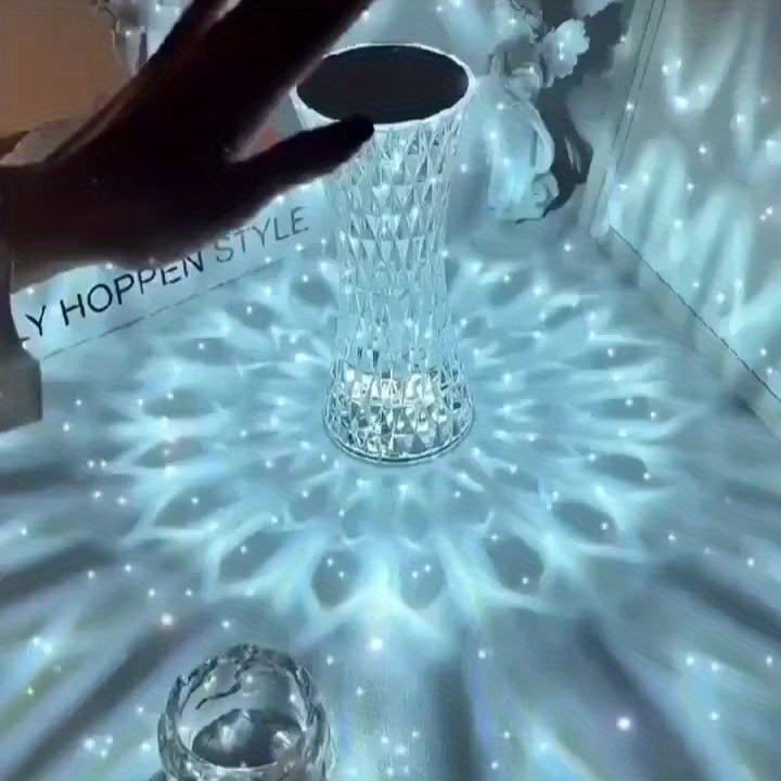 Touch Control Crystal Lamp – Rechargeable LED Night Light for Bedroom or Gifts