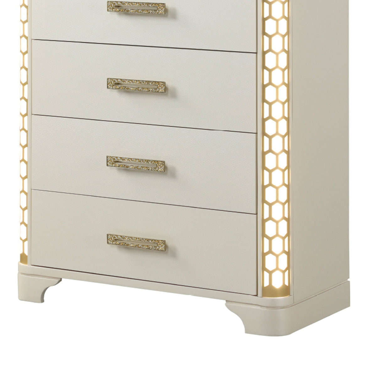 Jasmine - 5 Drawer Chest With Side LED Lightning - Beige