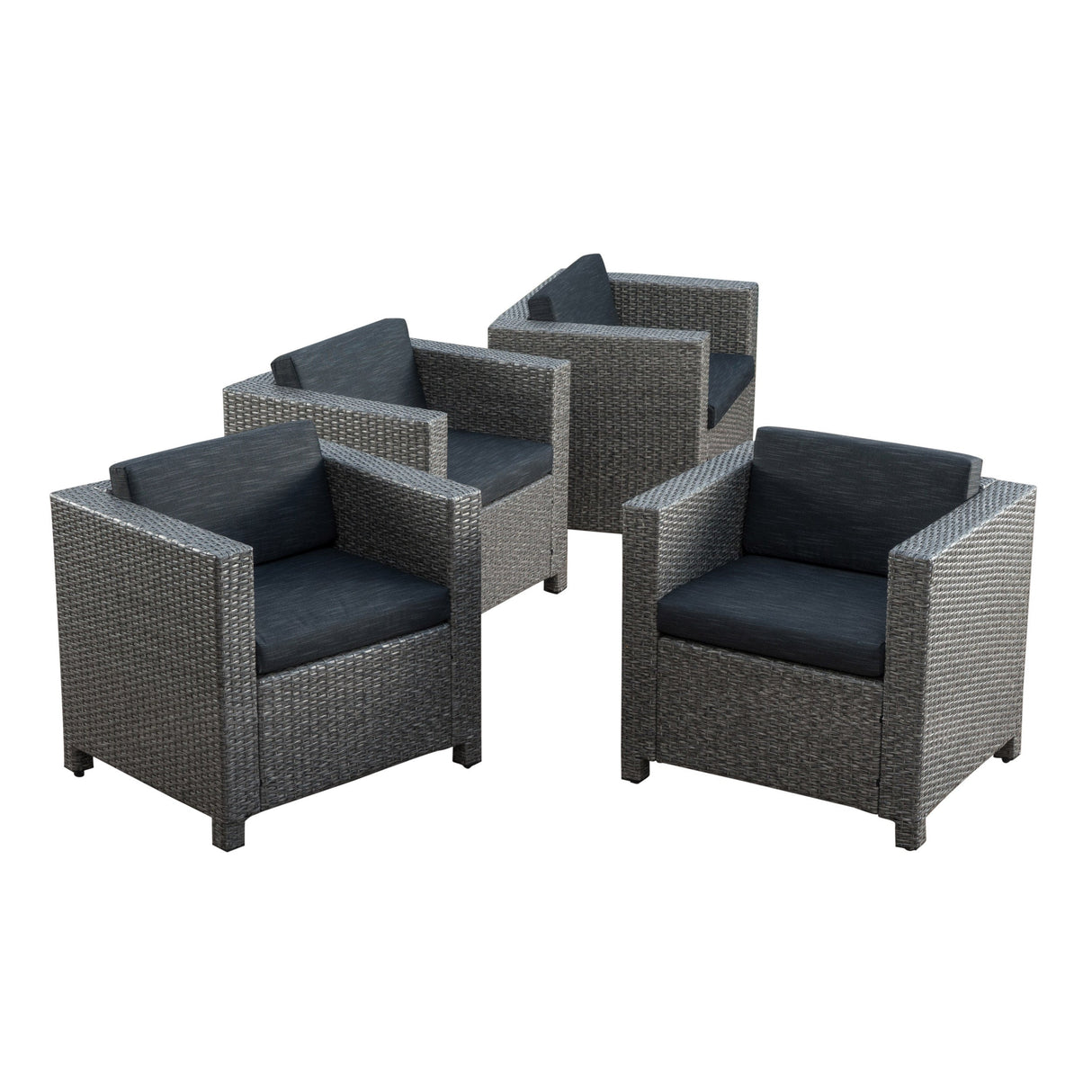 Outdoor Club Chair Set of 4 with Water Resistant Cushions
