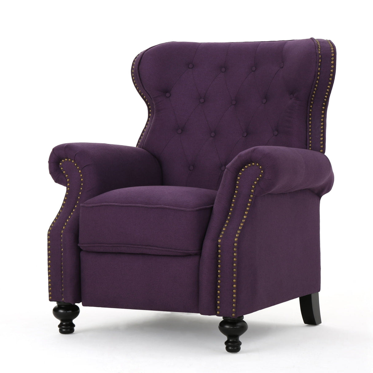 Accented Push Back Recliner Chair With Rolled Arms