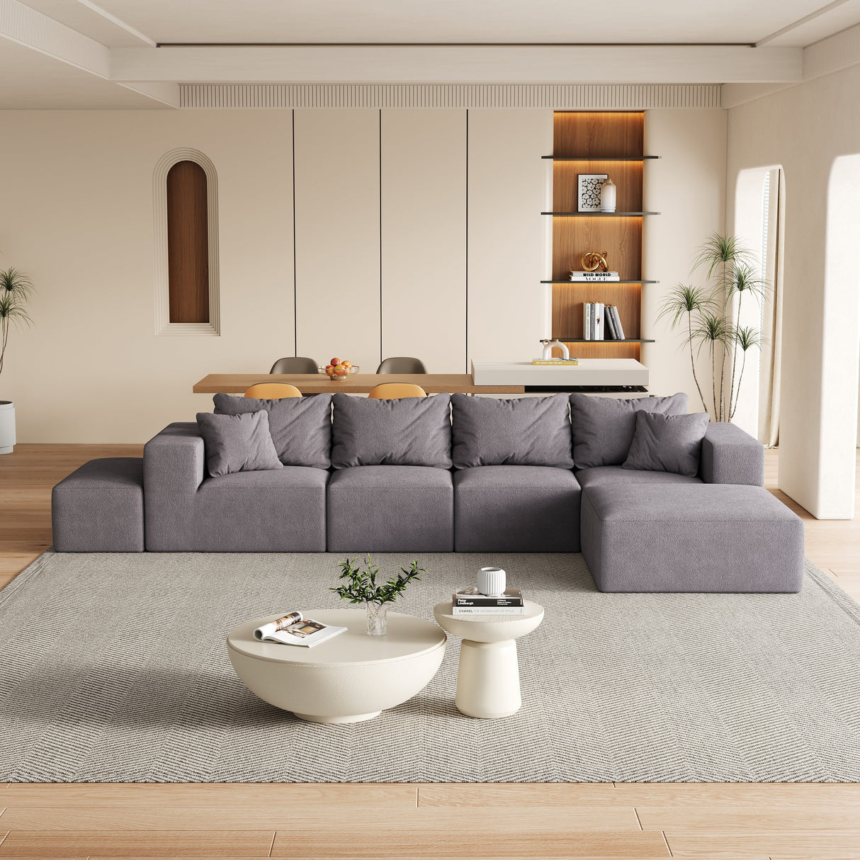 Modern Upholstered Sectional Boneless Couch Set