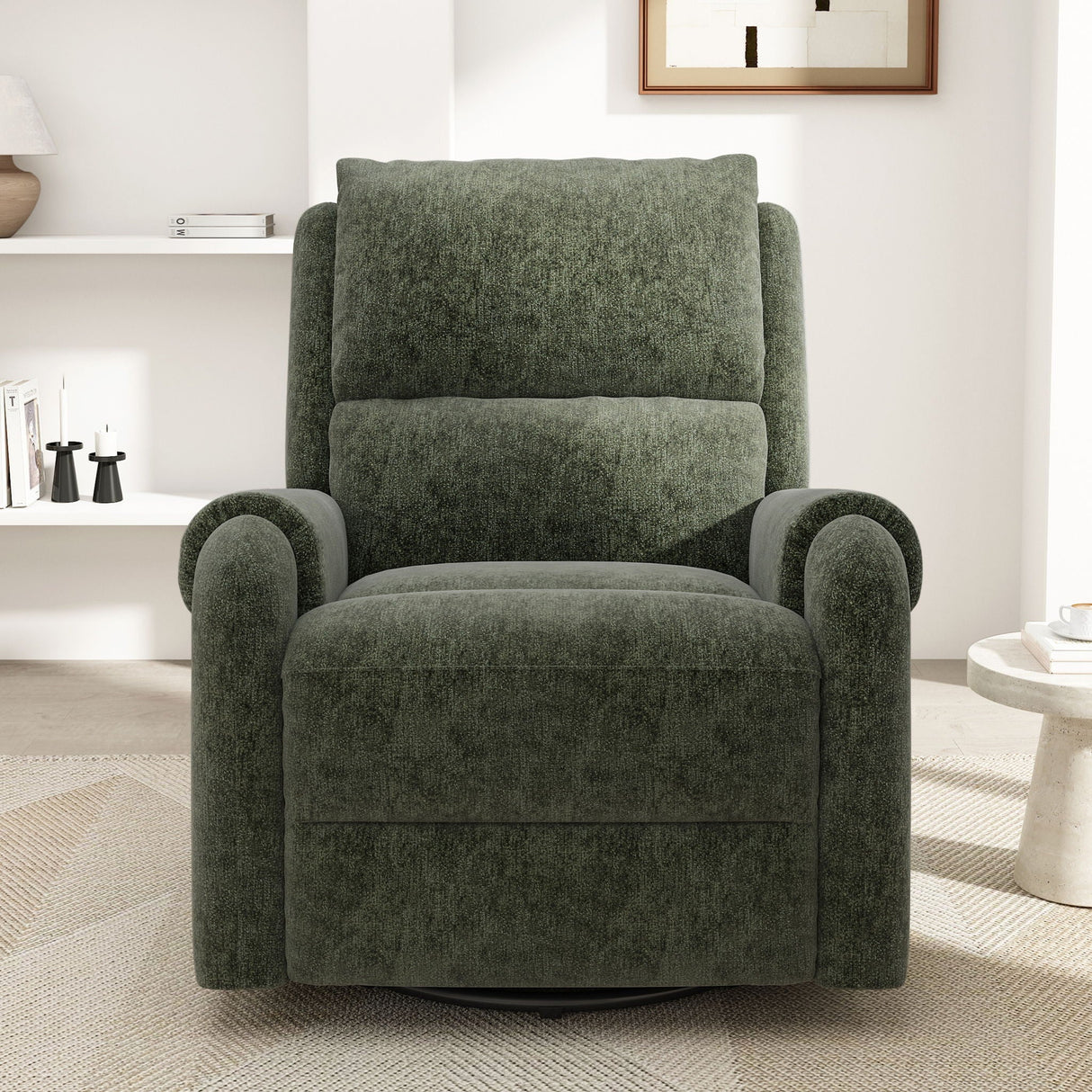 Manual Recliner Massage Chair With Swivel Rocker, 8 Massage Modes, Side Storage Pocket