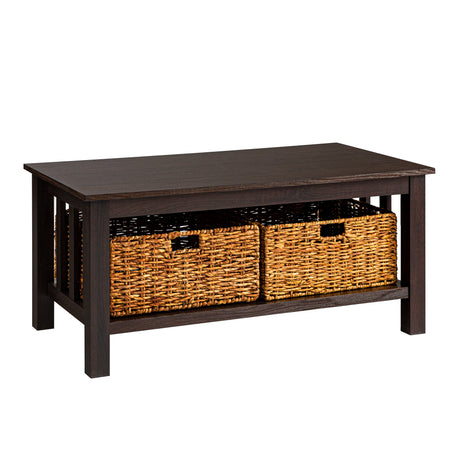 Coastal-Coffee-Table-with-Lower-Shelf-and-Faux-Rattan-Baskets-Espresso-Coffee-Tables