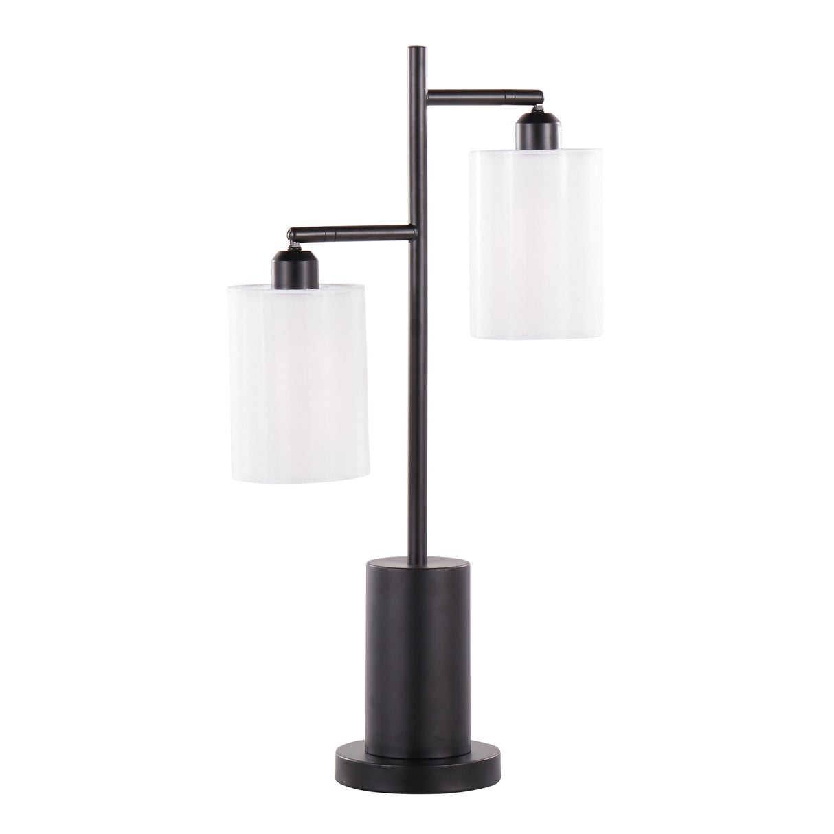 Cannes Contemporary Table Lamp in Black Metal with White Shades