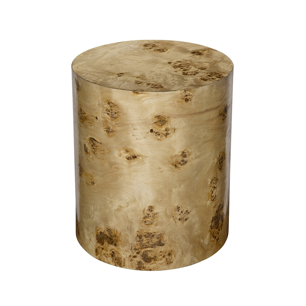 20x20x24 Burl Wood Brown Cylinder Side Table