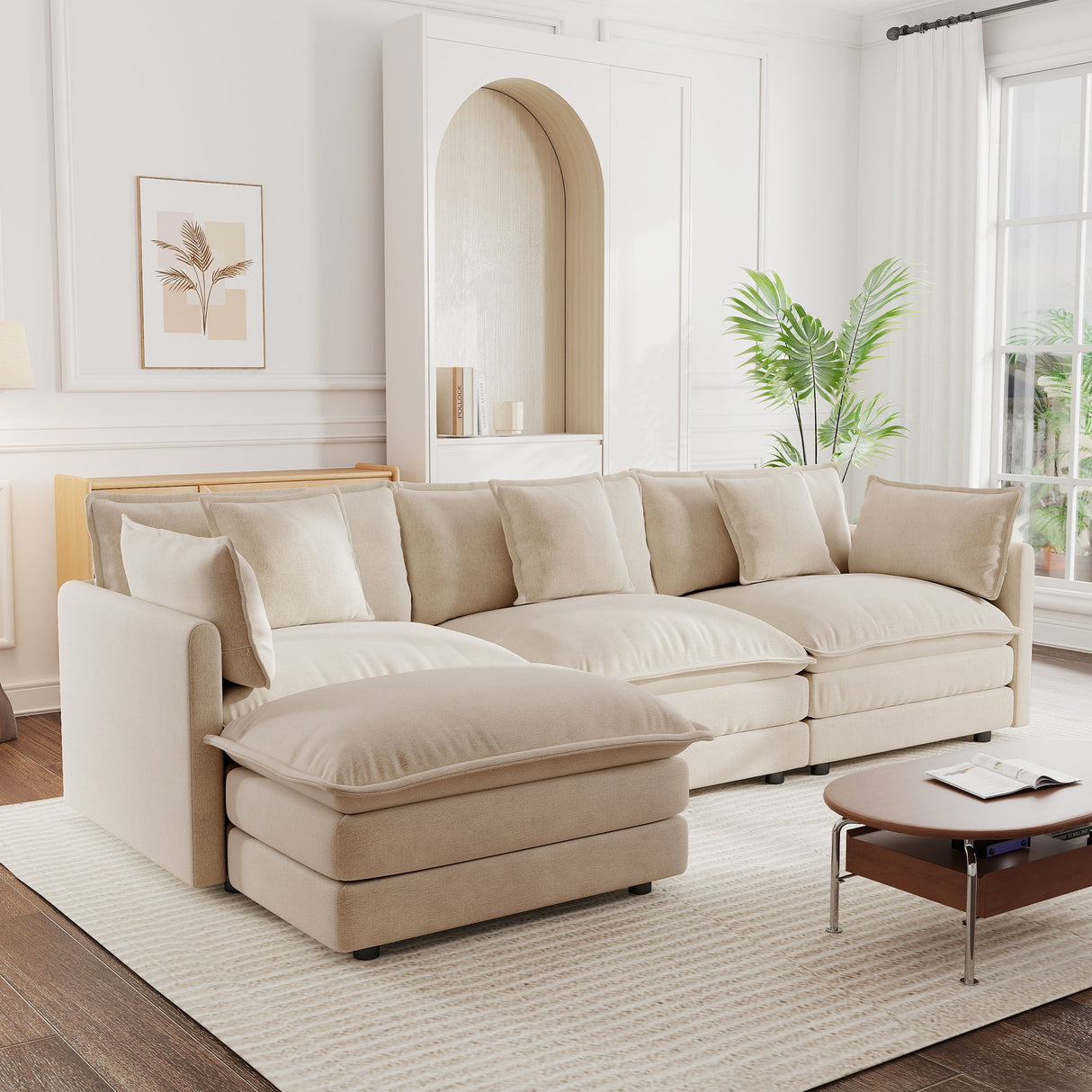 Free Combination Comfy Upholstery Modular Oversized L Shaped Sectional Sofa