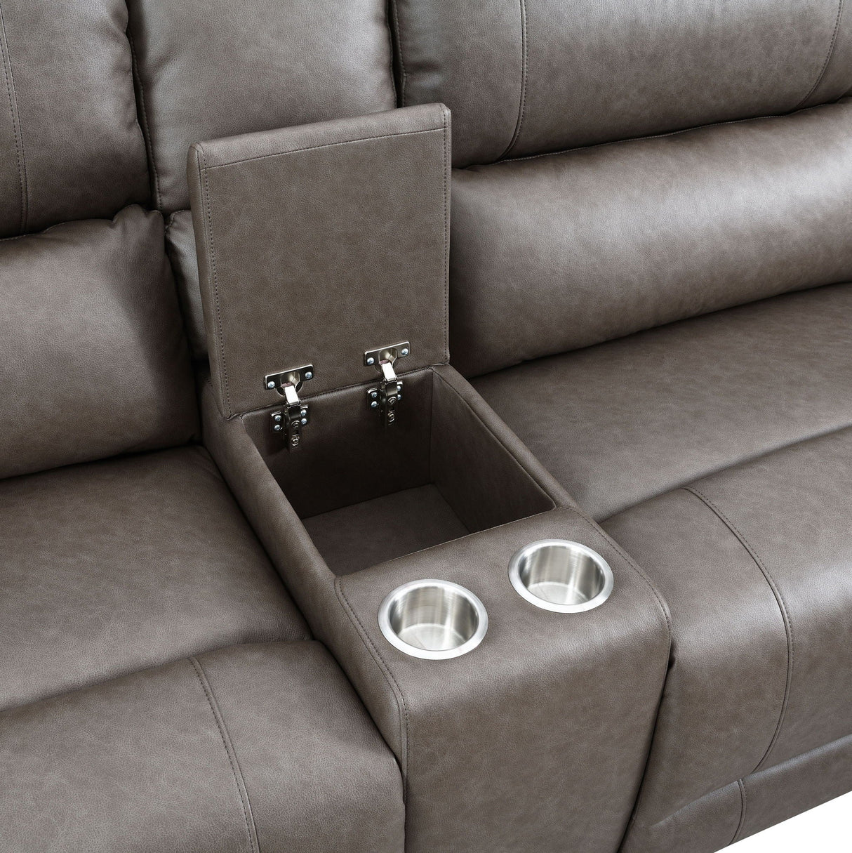 Kantu Synthetic Leather Motion Sectional Sofa - Brown