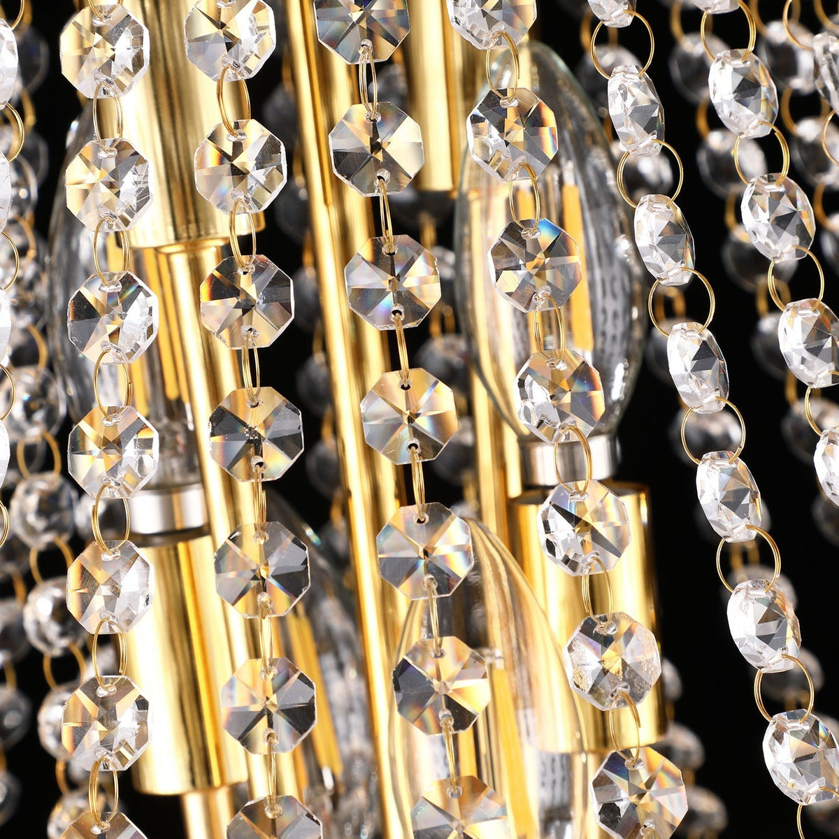 24-Inch Gold Crystal Chandelier, 12-Light French Empire Style Ceiling Light