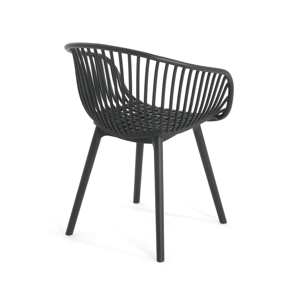 Modern Mykonos Outdoor Dining Chairs Set of 2 with Weather-Resistant Black Plastic Resin
