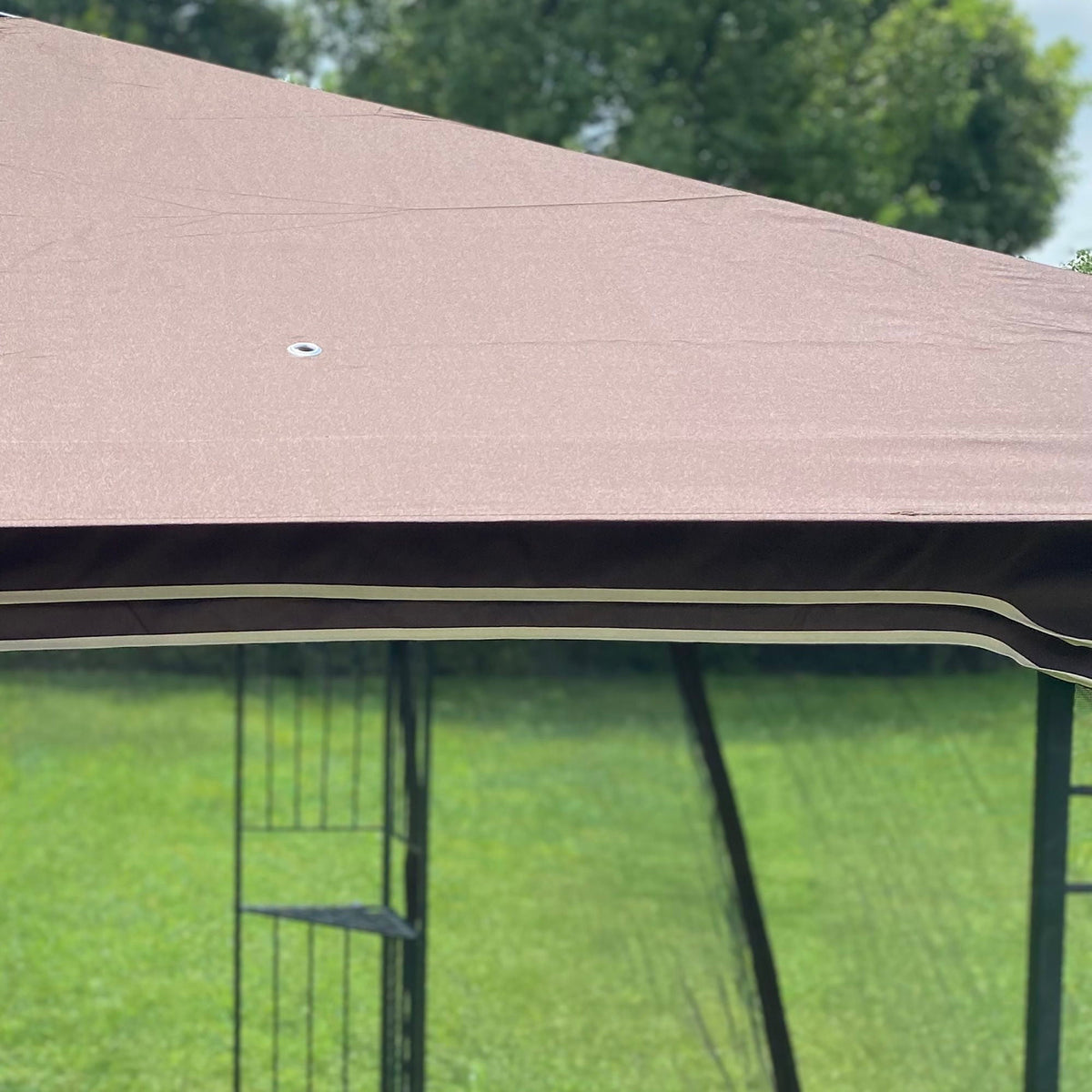 13 0 Outdoor Patio Gazebo Canopy Tent With Ventilated Double Roof And Mosquito Net (Detachable Mesh Screen On All Sides) Suitable For Lawn Garden Backyard And Deck Top - Brown