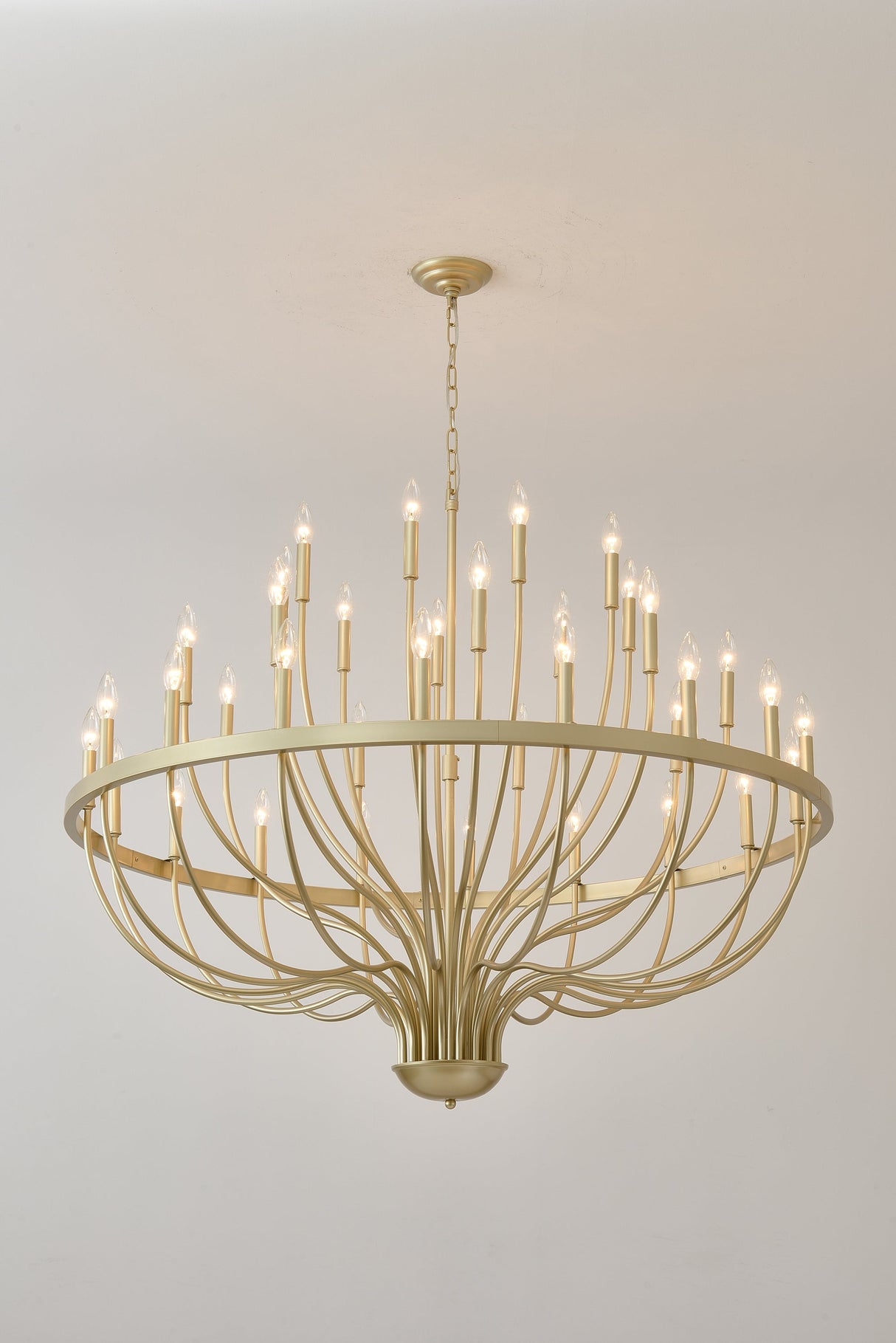 36-Light Gold Industrial Iron Candle Chandelier