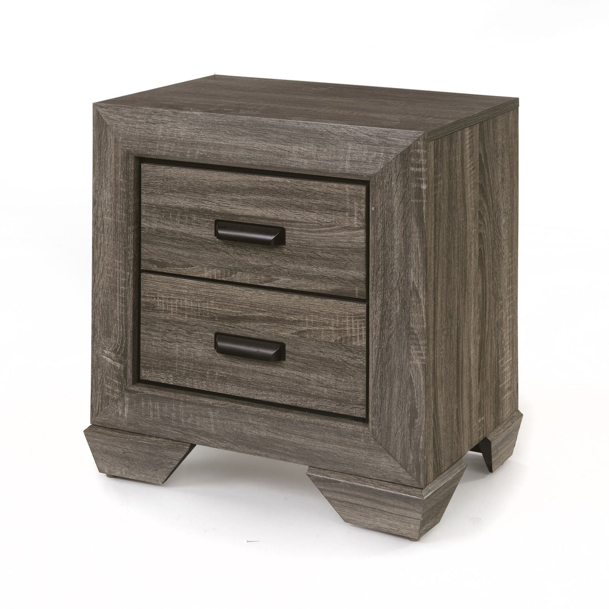 Weathered Grain Nightstand with Two Spacious Drawers - Gray