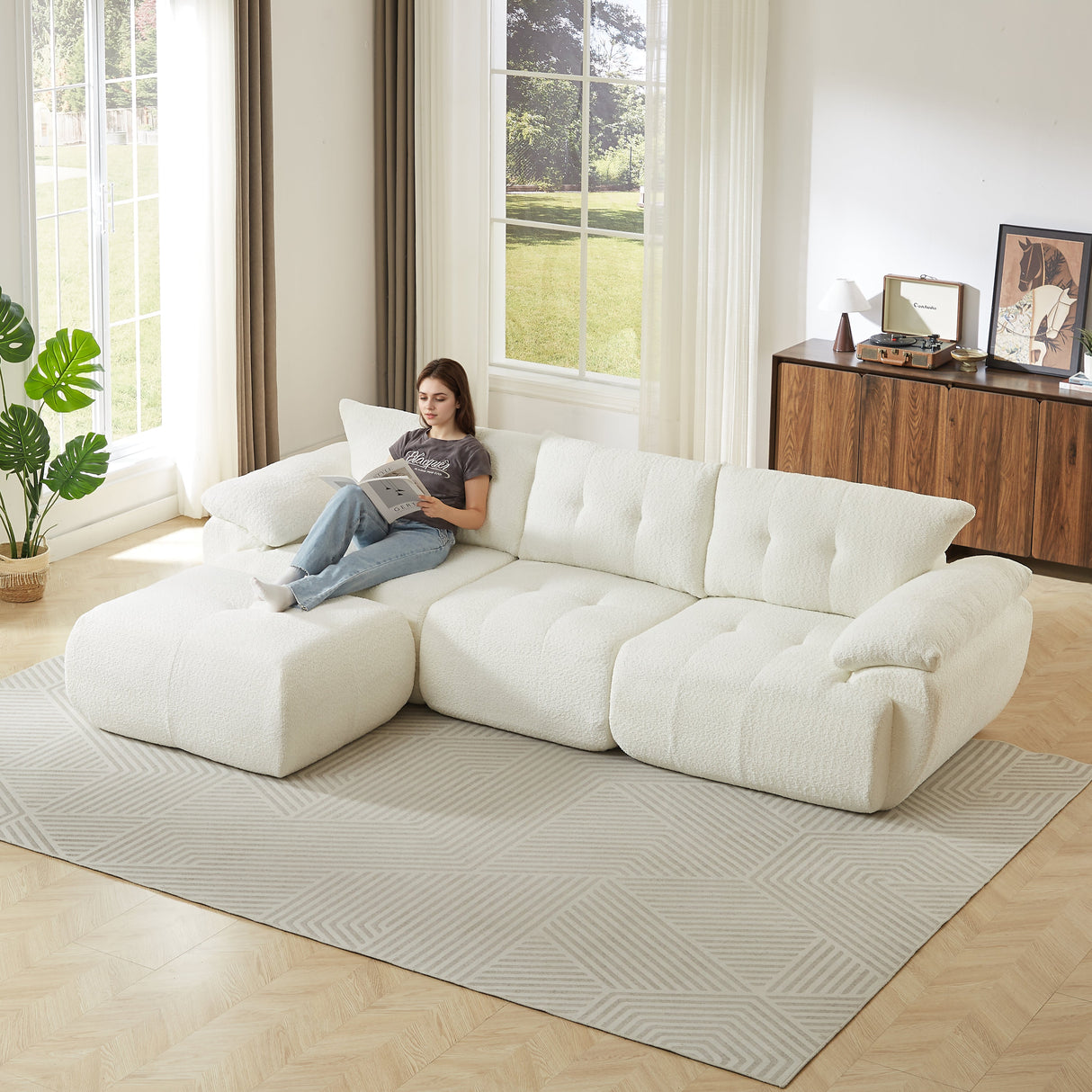 115'' Large Modern 3-Seater Sofa